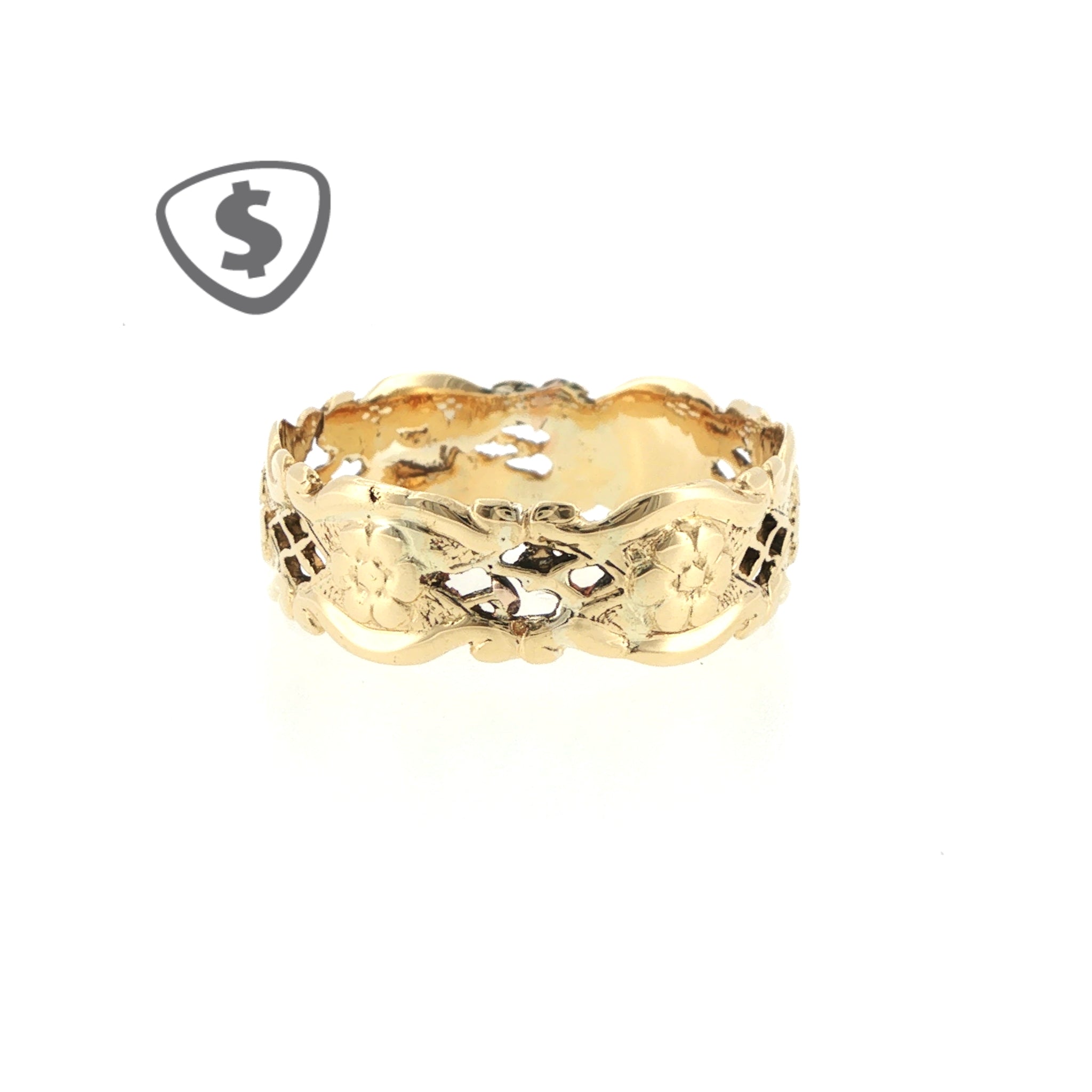 18ct Yellow Gold Openwork Floral Band Ring