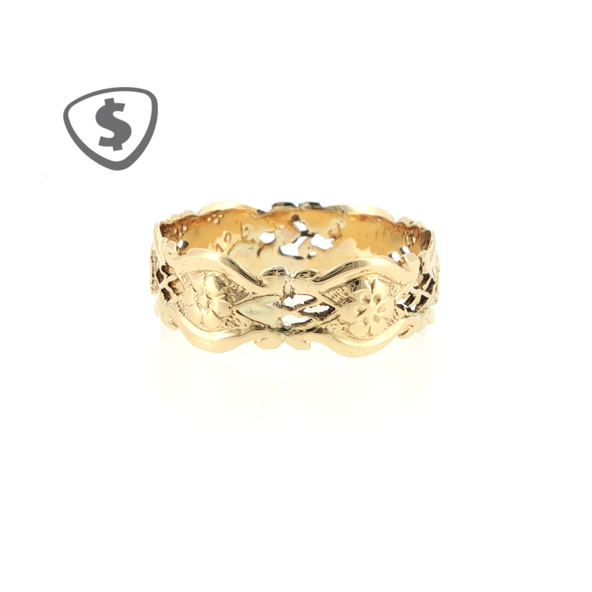 18ct Yellow Gold Openwork Floral Band Ring