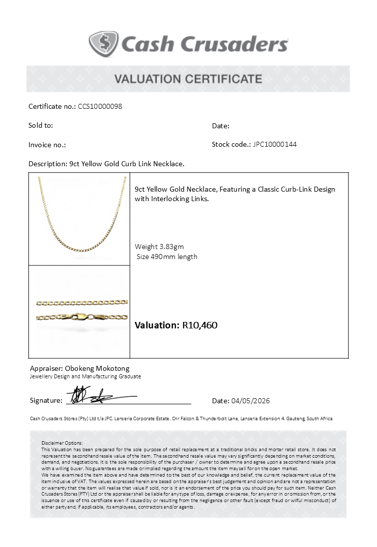 9ct Yellow Gold Curb Link Necklace