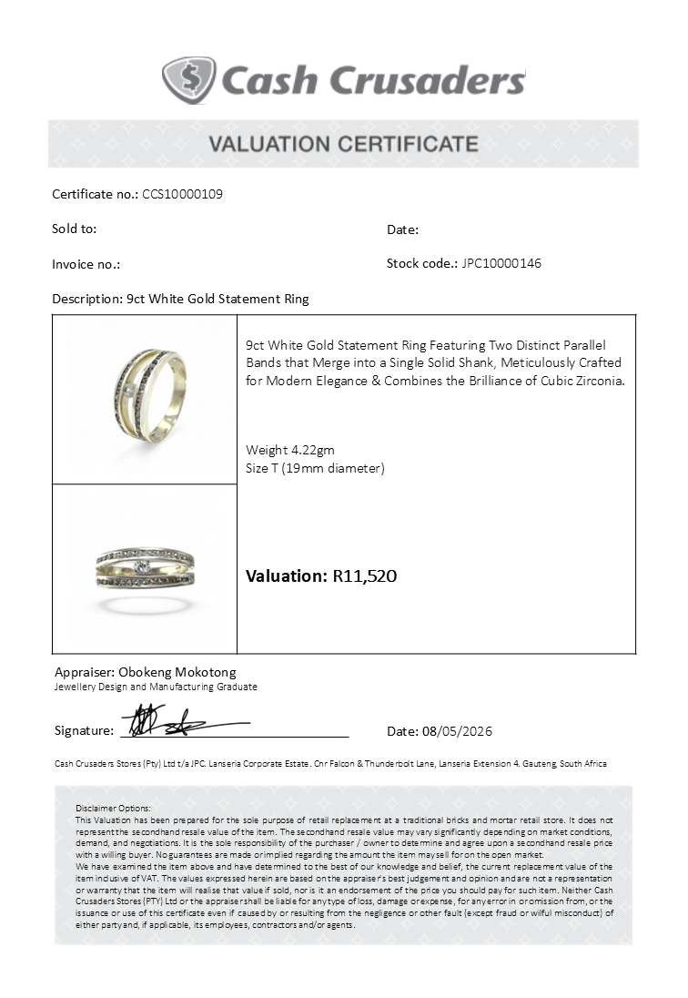 9ct White Gold Split Band Ring