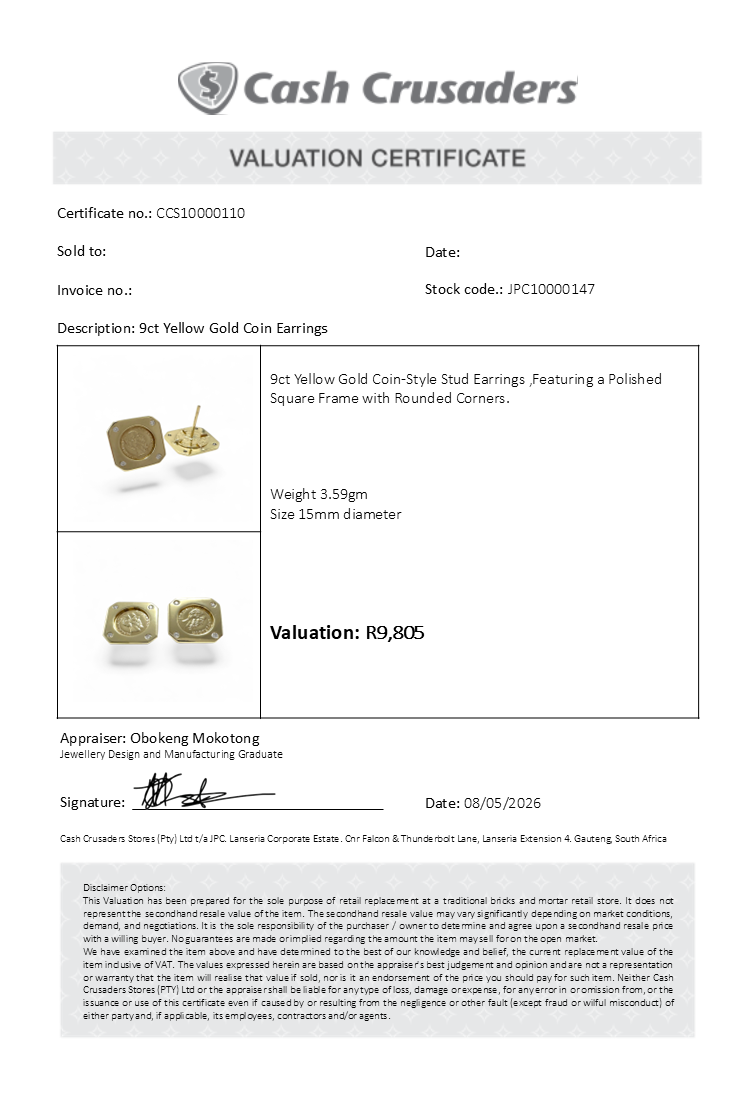 9ct Yellow Gold Coin Earrings Set