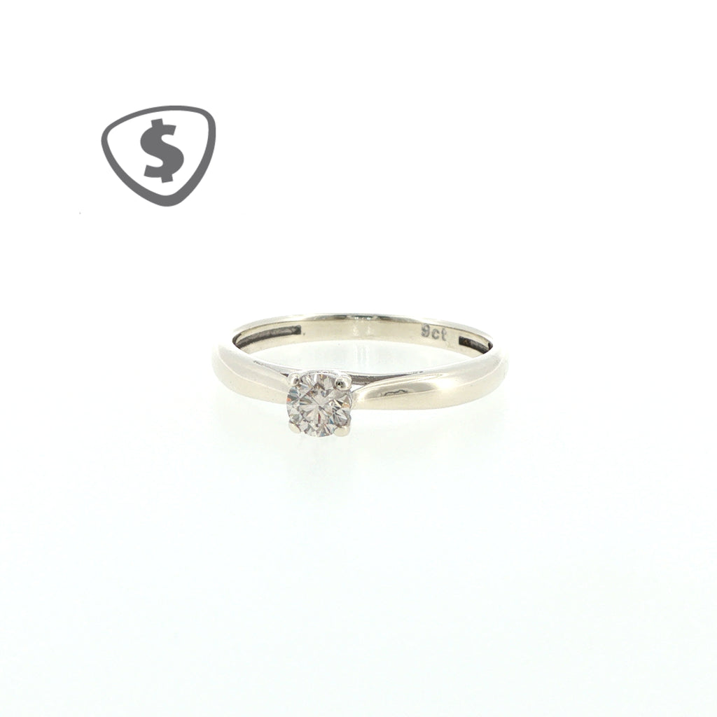 9ct White Gold Diamond Solitaire Ring