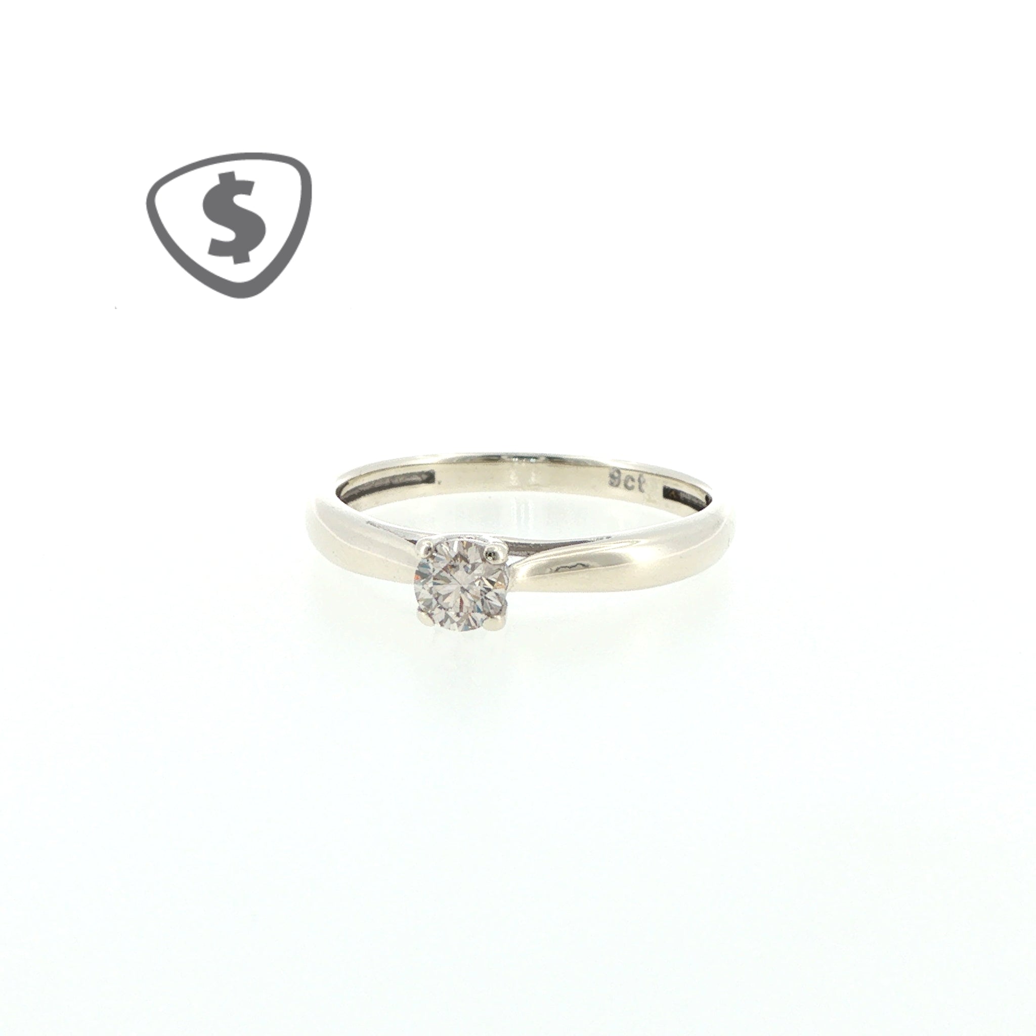 9ct White Gold Diamond Solitaire Ring