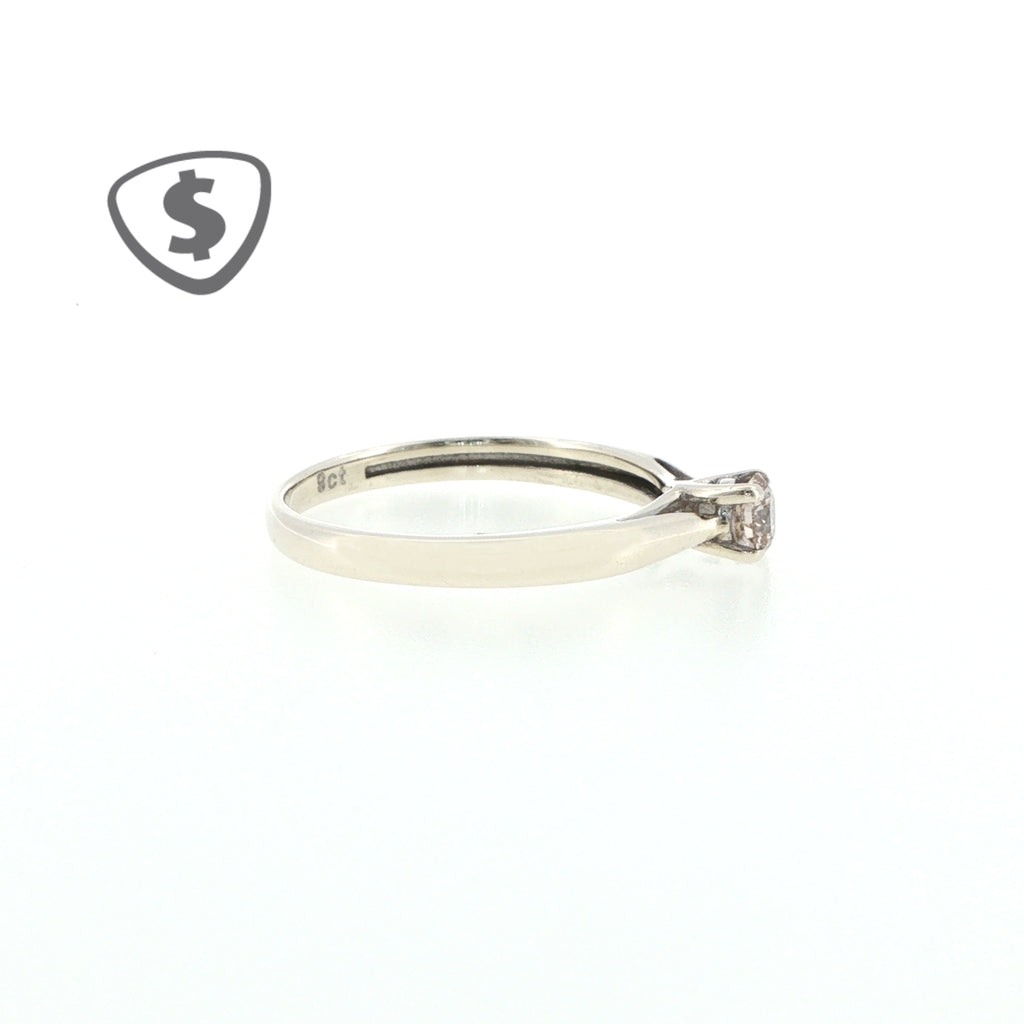9ct White Gold Diamond Solitaire Ring