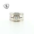 9ct White Gold Band Ring with Textured Detailing