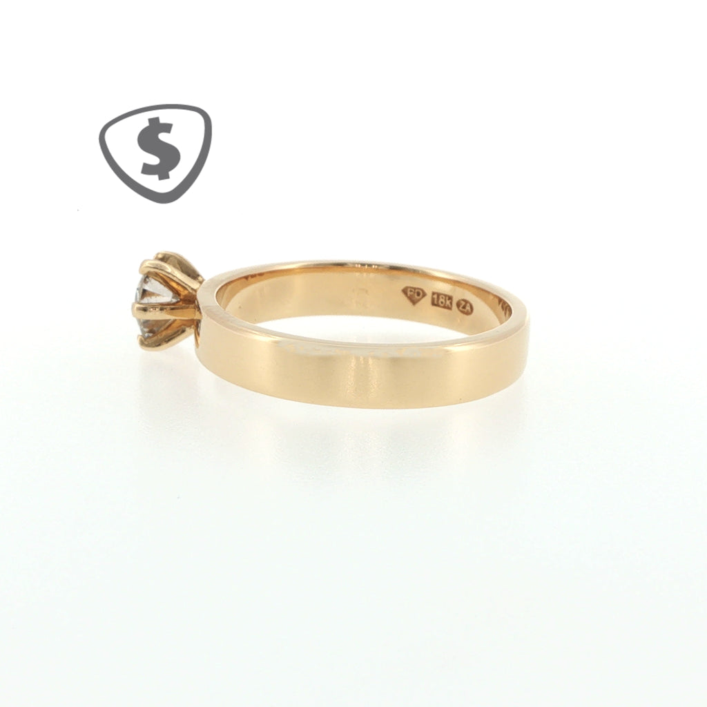 18ct Yellow Gold Diamond Solitaire Ring with Wide Band