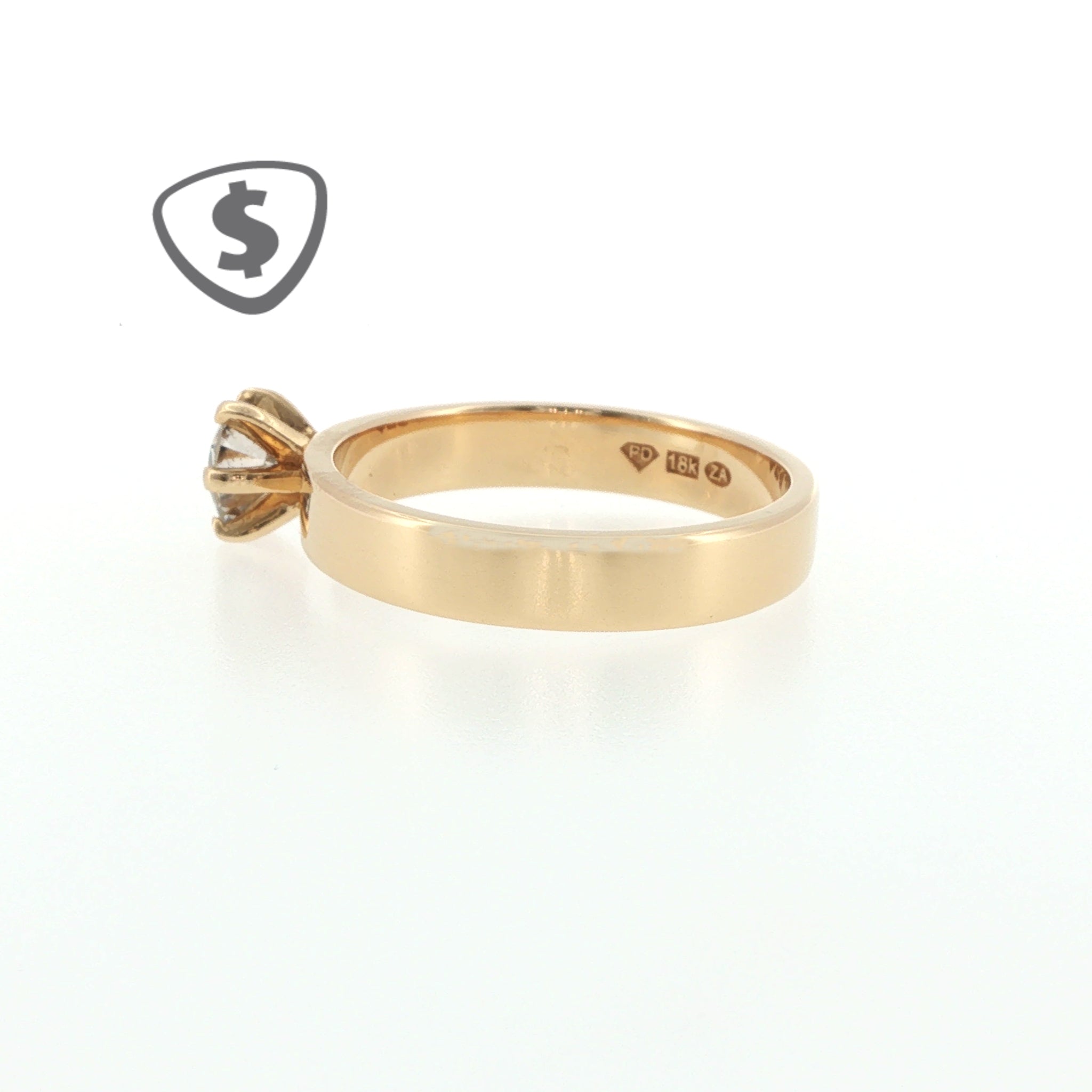 18ct Yellow Gold Diamond Solitaire Ring with Wide Band