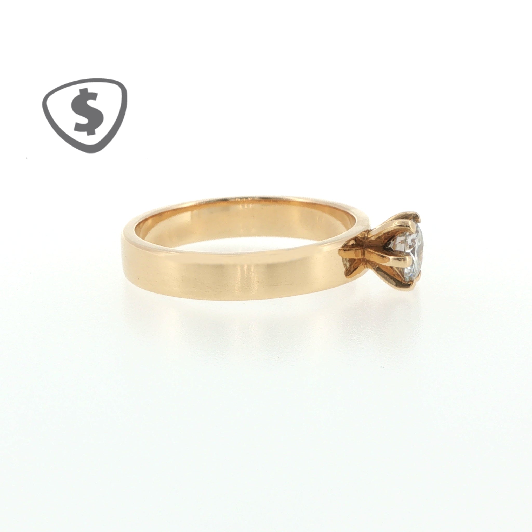 18ct Yellow Gold Diamond Solitaire Ring with Wide Band