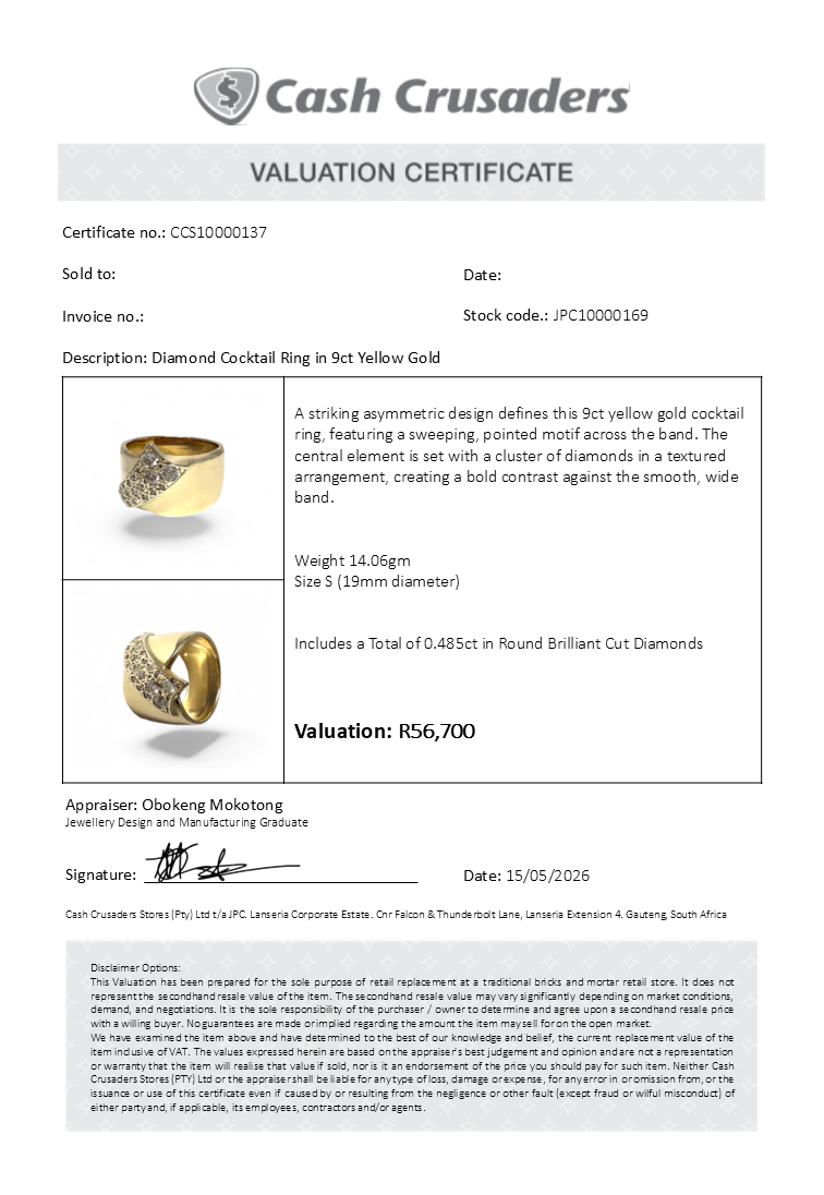 Diamond Cocktail Ring in 9ct Yellow Gold