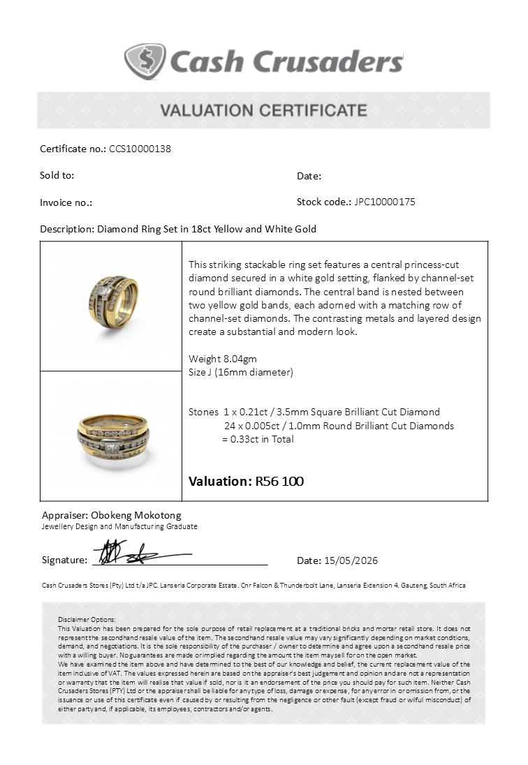 Diamond Ring Set in 18ct Yellow and White Gold