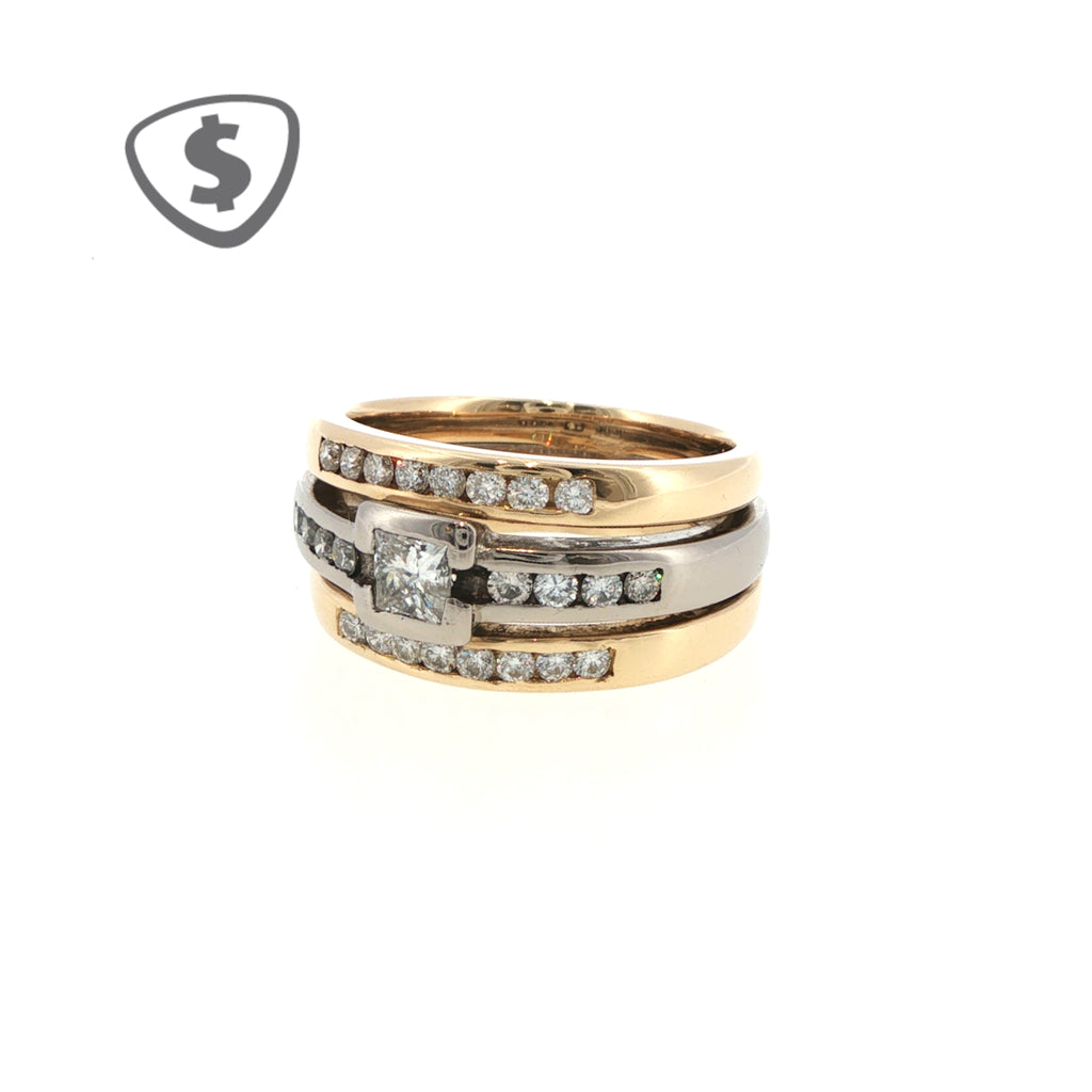 Diamond Ring Set in 18ct Yellow and White Gold