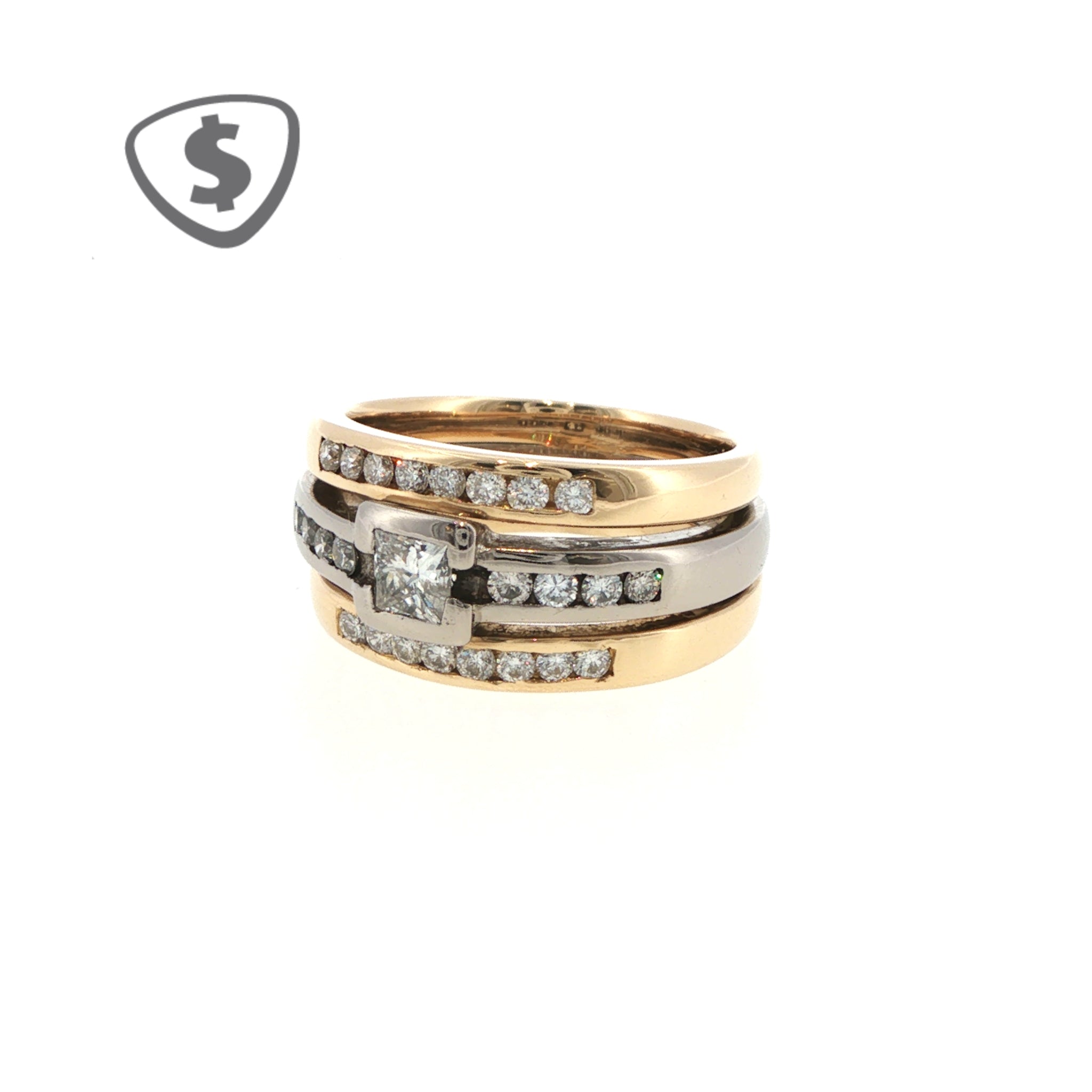 Diamond Ring Set in 18ct Yellow and White Gold