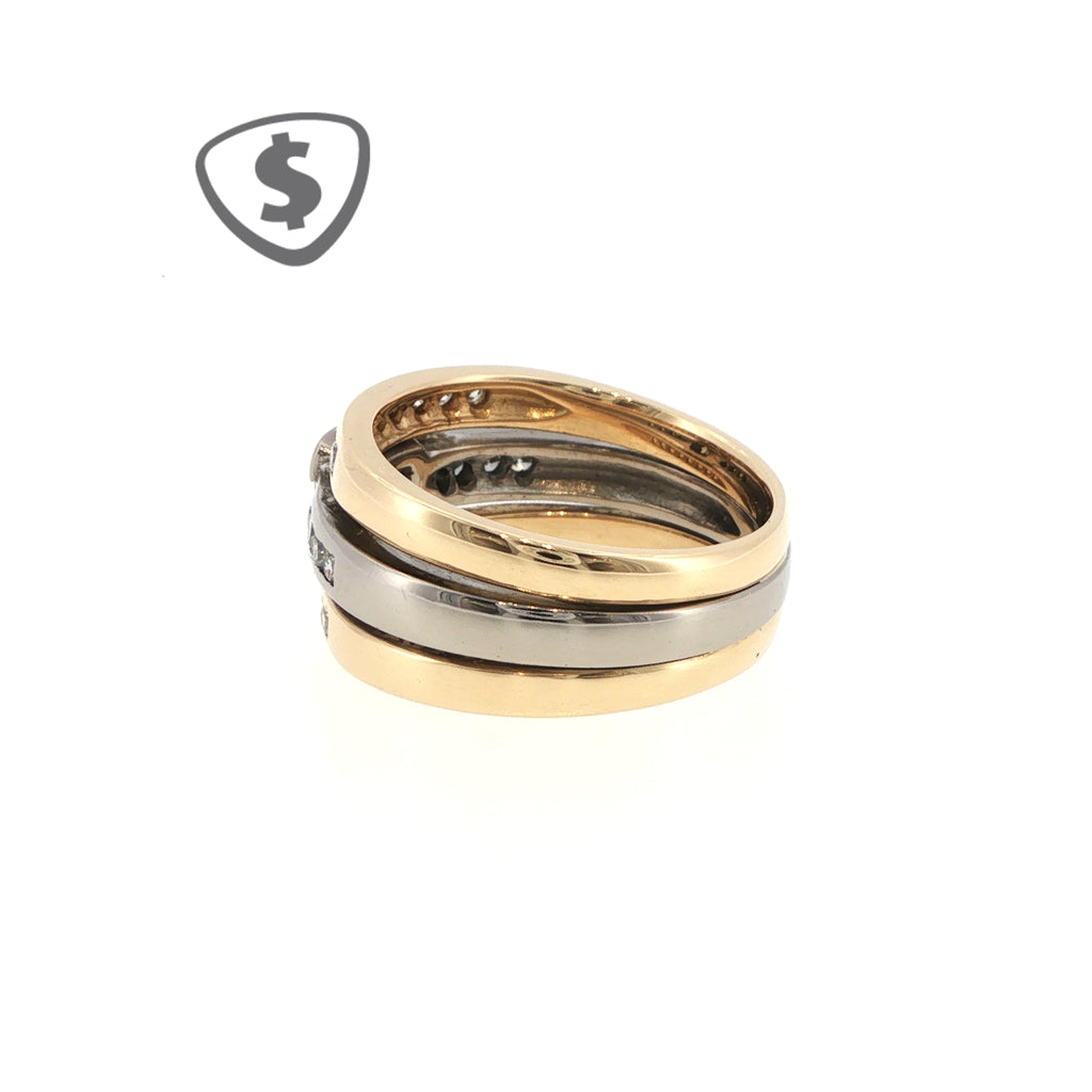 Diamond Ring Set in 18ct Yellow and White Gold