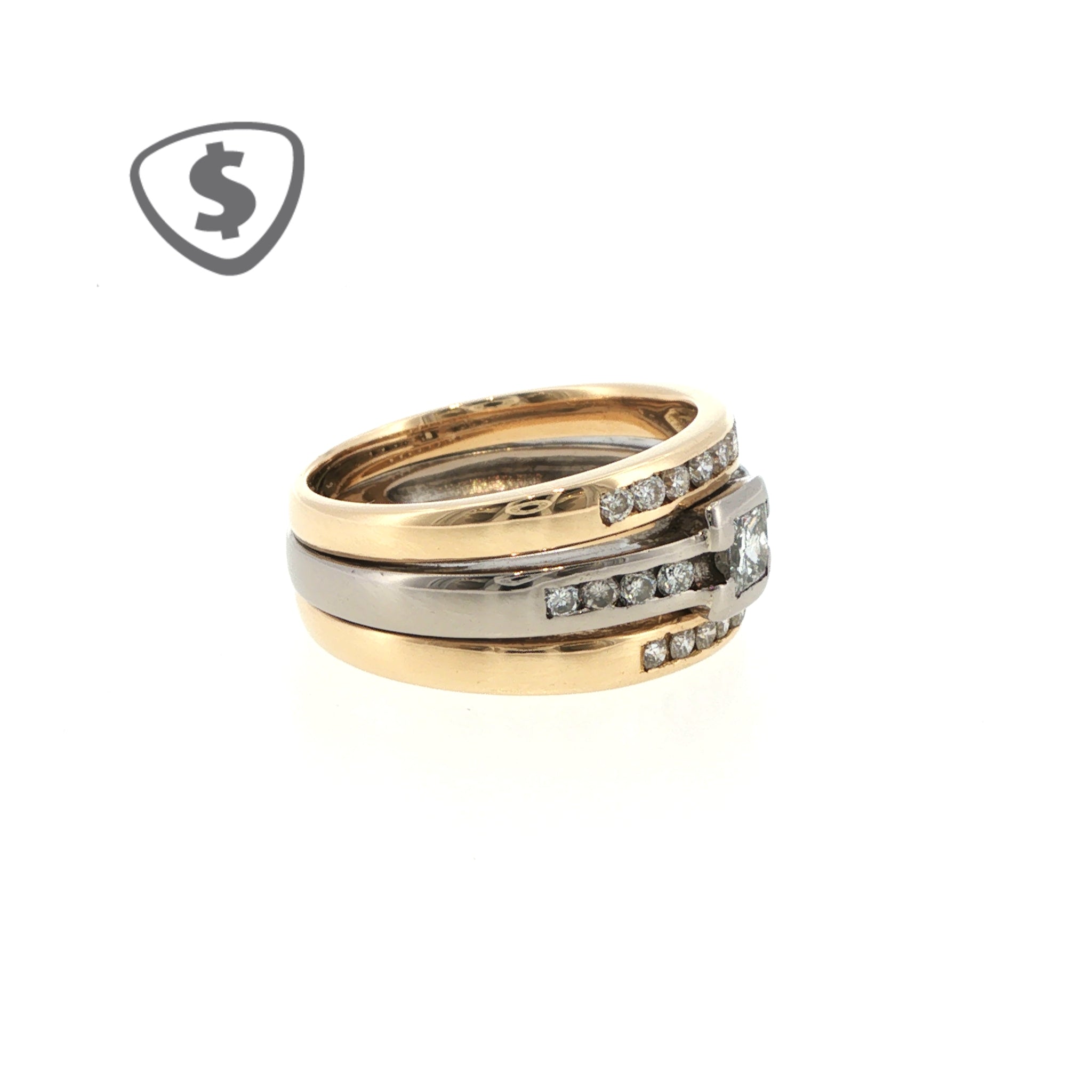 Diamond Ring Set in 18ct Yellow and White Gold