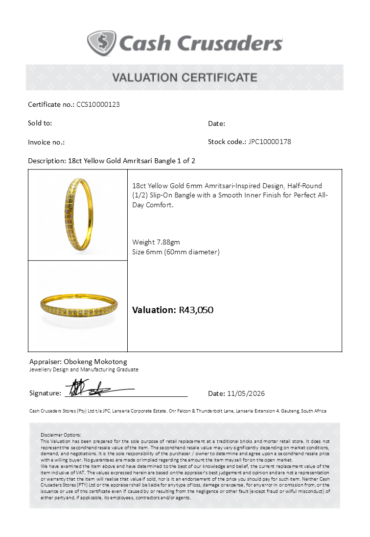18ct Yellow Gold Amritsari Bangle