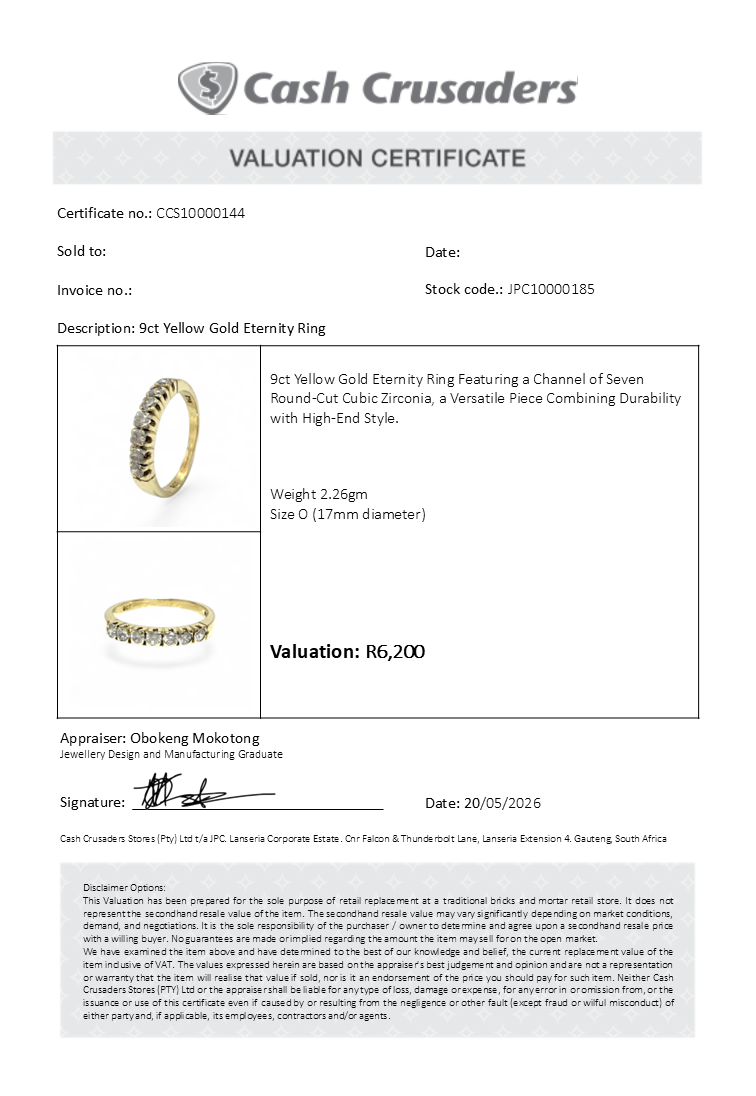 9ct Yellow Gold Eternity Ring