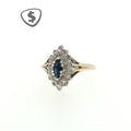 Deep Blue Marquise Sapphire Cluster Ring in 9ct Yellow Gold