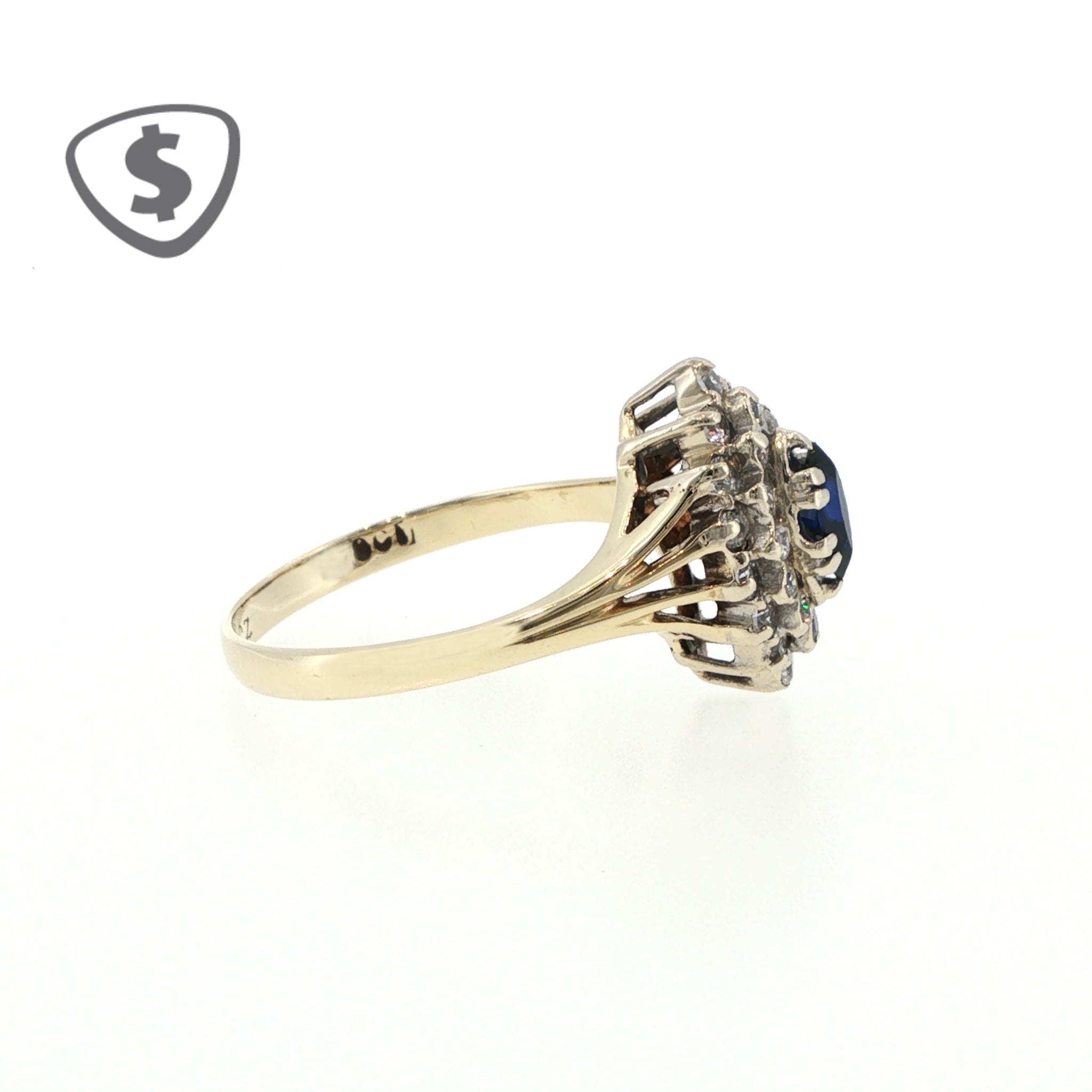 Deep Blue Marquise Sapphire Cluster Ring in 9ct Yellow Gold