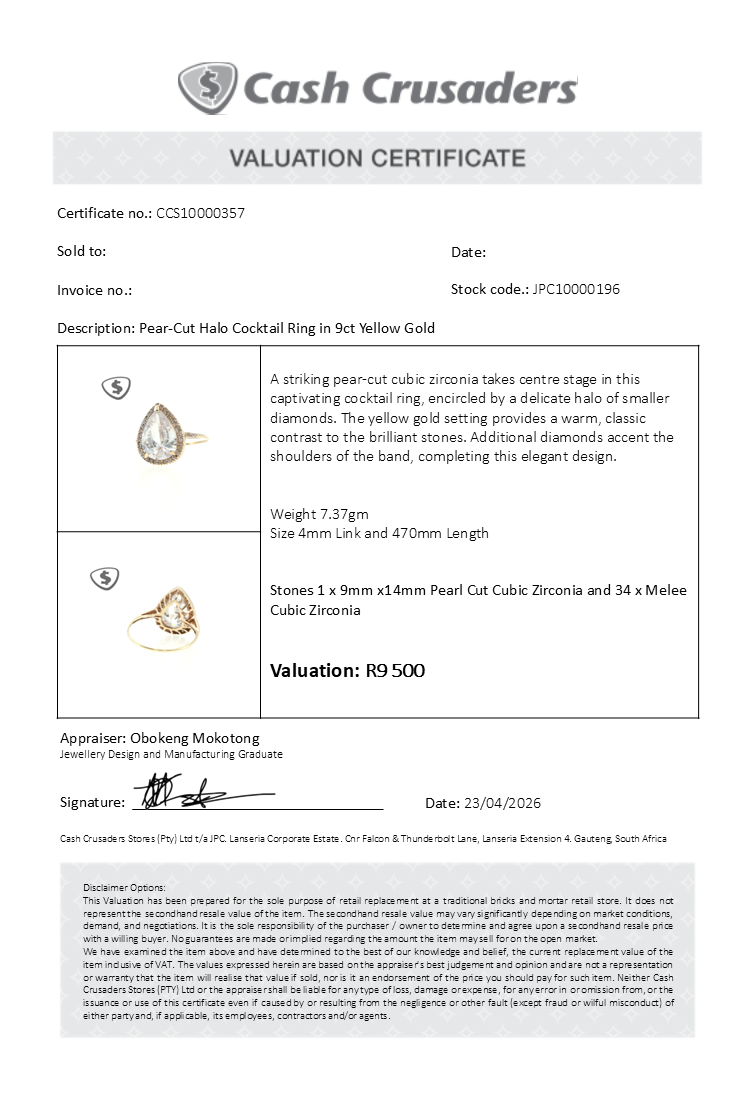 Pear-Cut Halo Cocktail Ring in 9ct Yellow Gold