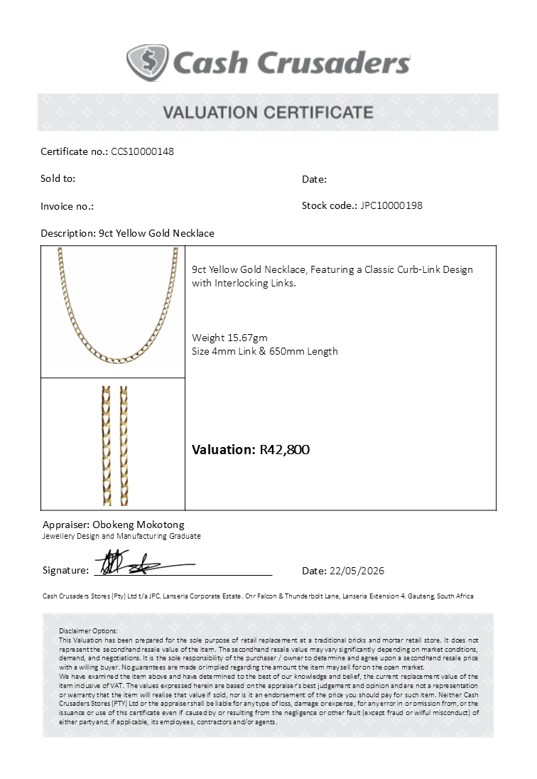 9ct Yellow Gold Curb Link Necklace