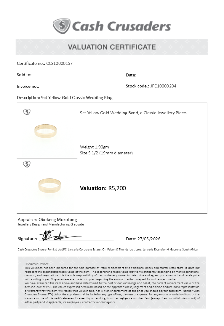 9ct Yellow Gold Classic Wedding Ring