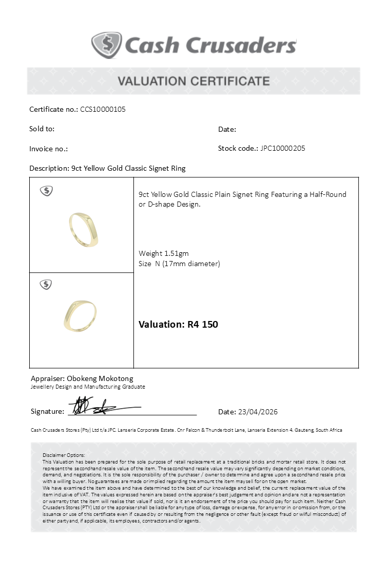 9ct Yellow Gold Classic Signet Ring