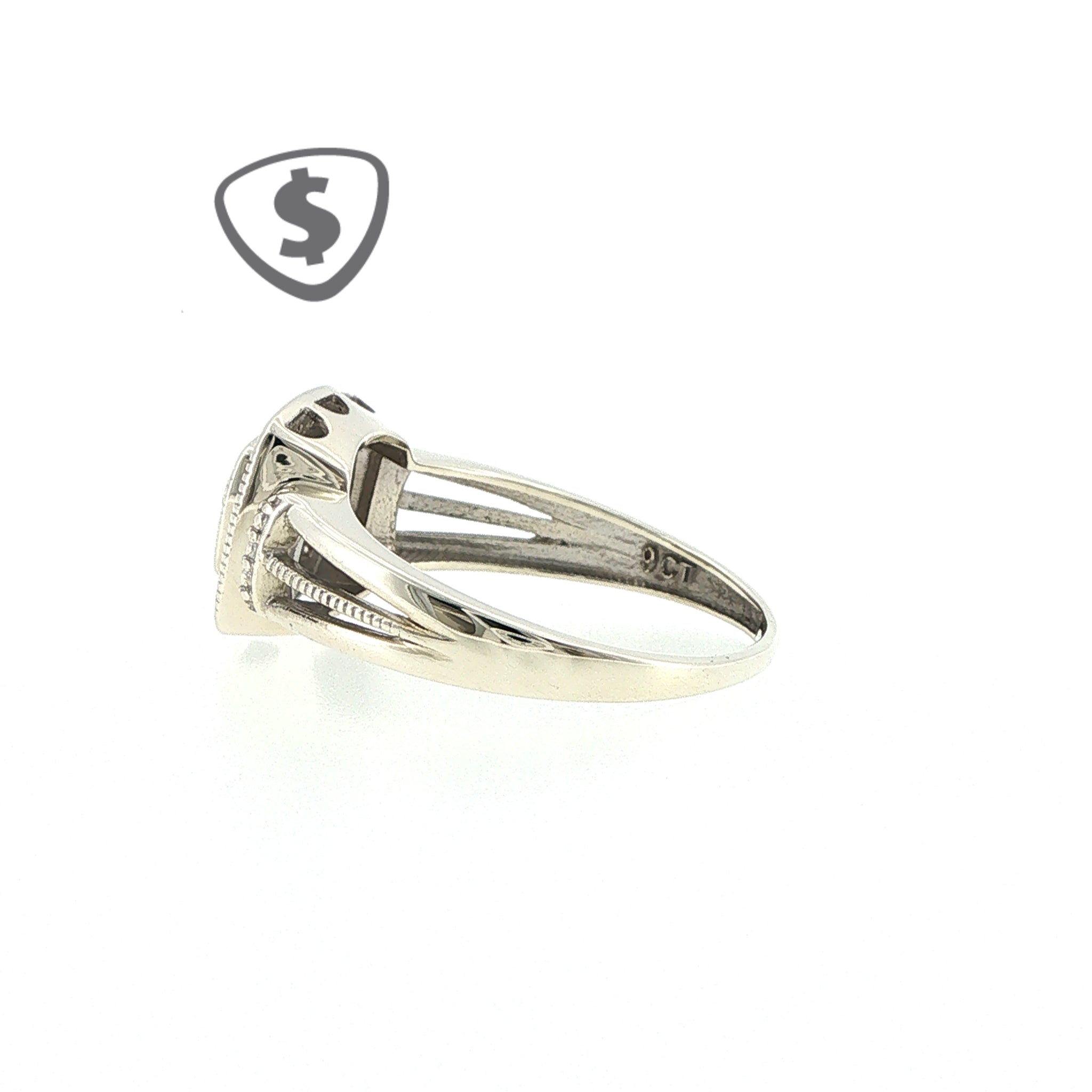 9ct White Gold Halo Ring