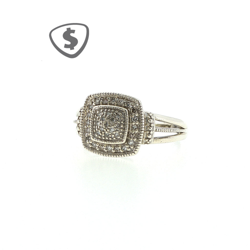 9ct White Gold Halo Ring