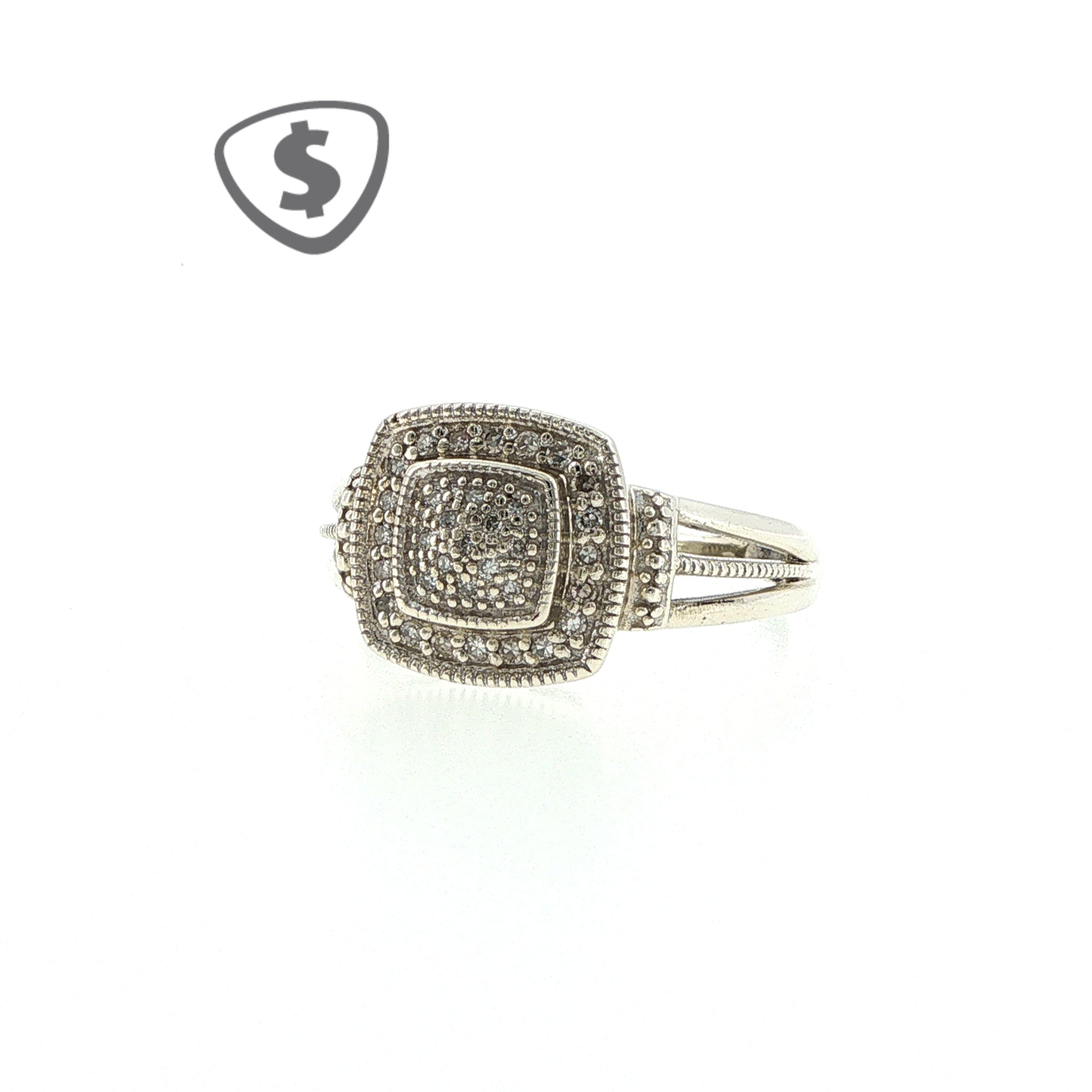 9ct White Gold Halo Ring
