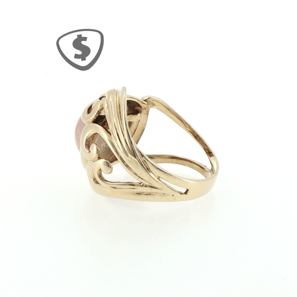Pearl Cocktail Ring in 9ct Yellow Gold with Swirl Design
