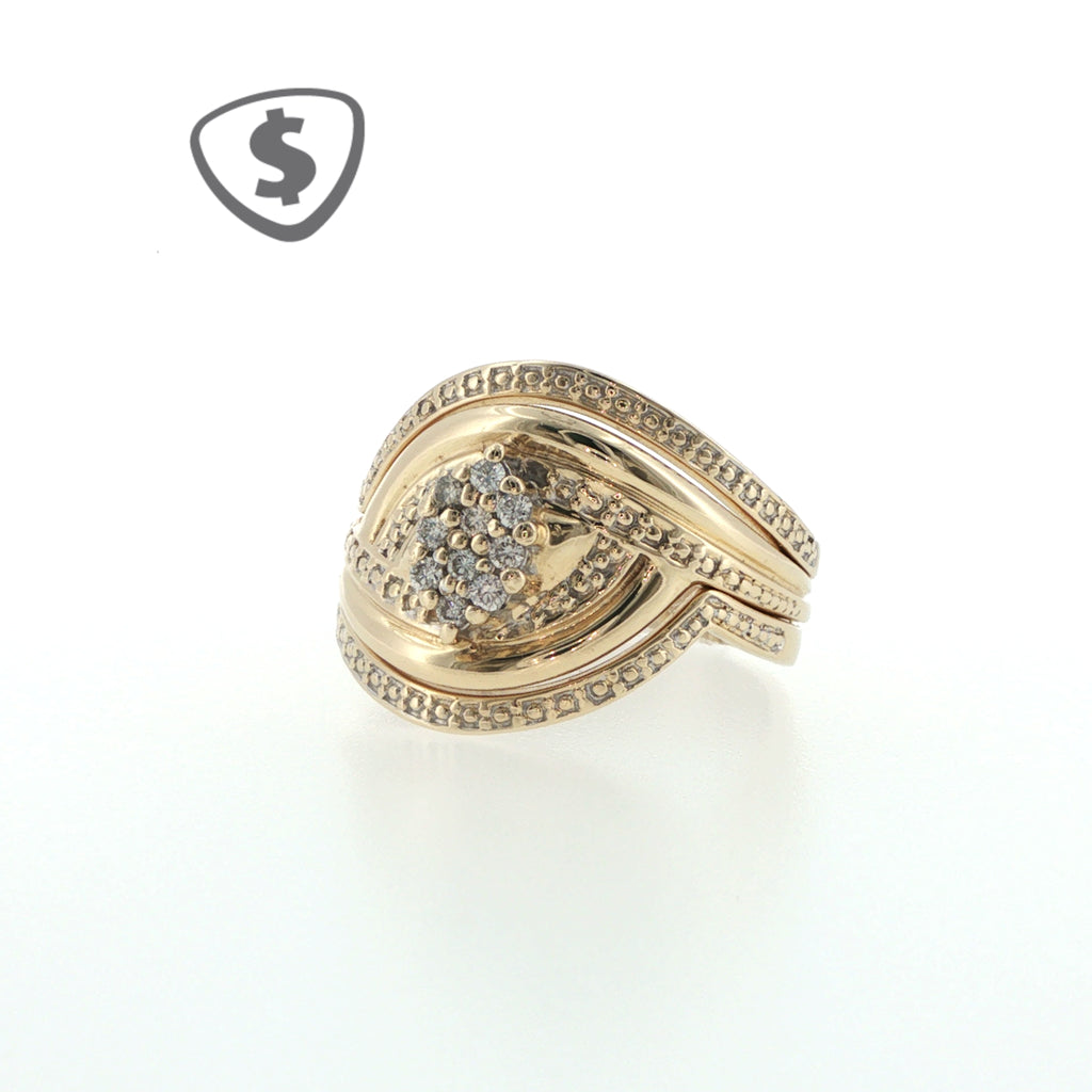 Diamond Cluster Swirl Ring in 9ct Yellow Gold