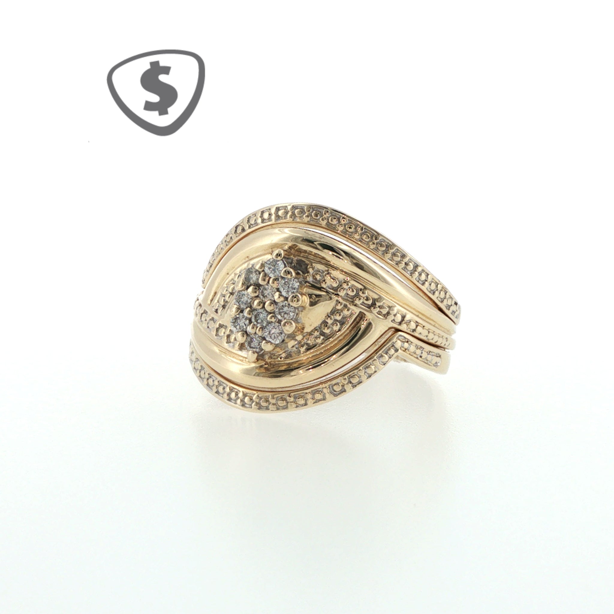 Diamond Cluster Swirl Ring in 9ct Yellow Gold