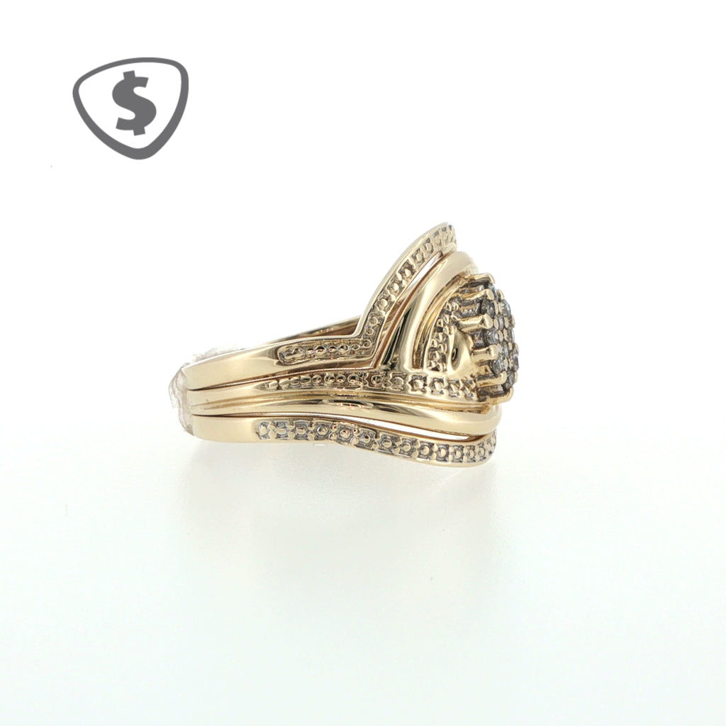 Diamond Cluster Swirl Ring in 9ct Yellow Gold