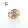 Diamond Cluster Swirl Ring in 9ct Yellow Gold