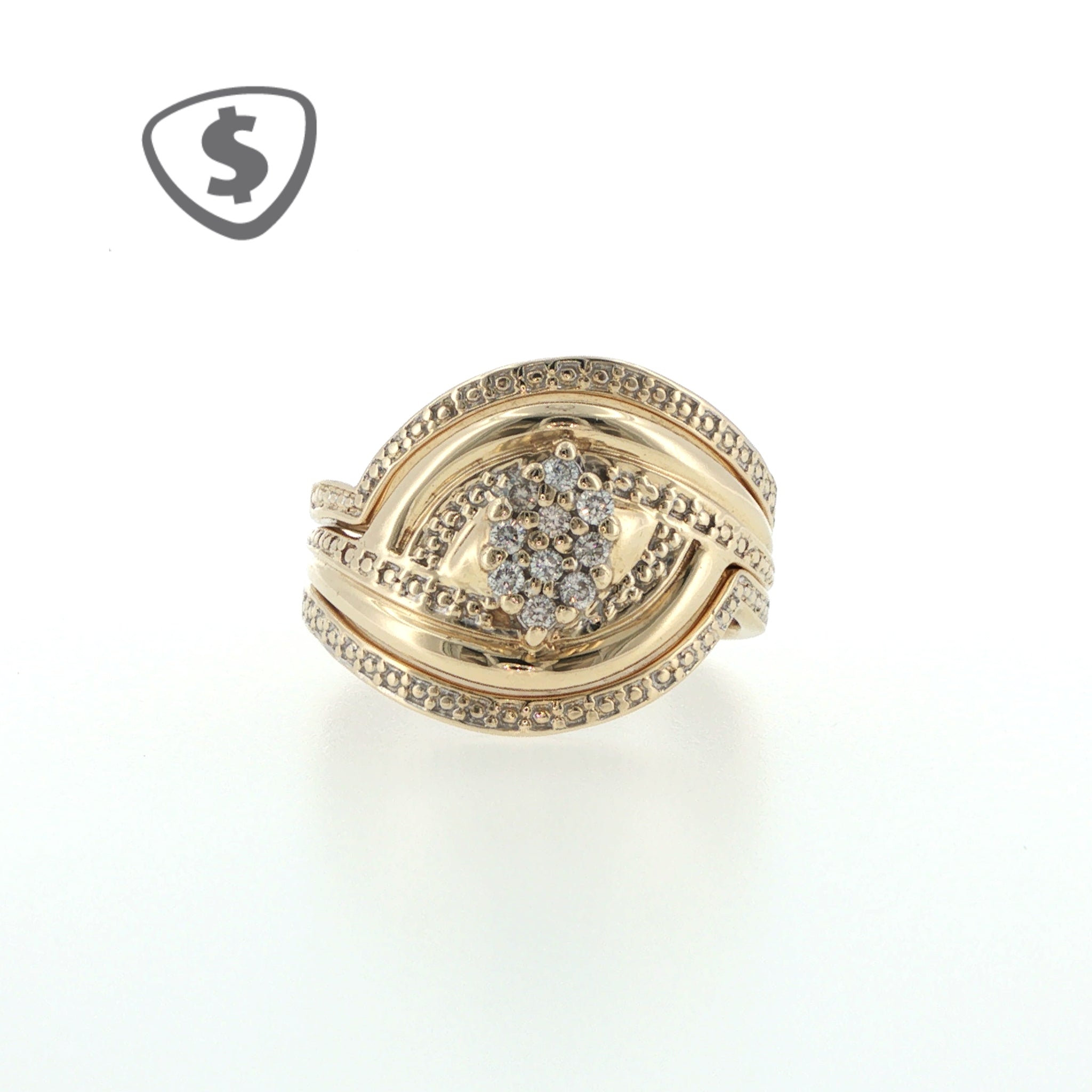Diamond Cluster Swirl Ring in 9ct Yellow Gold