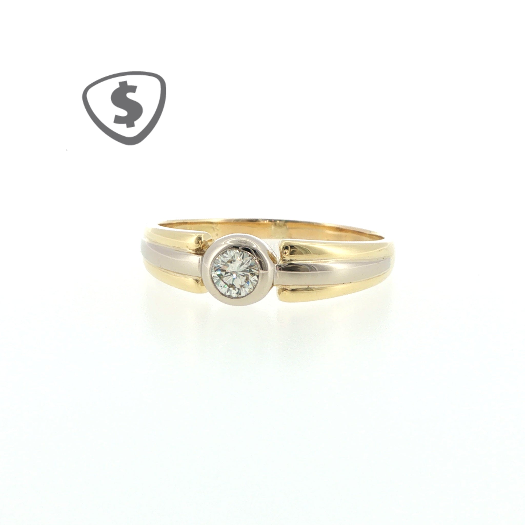 Two-Tone 18ct Gold Diamond Solitaire Ring