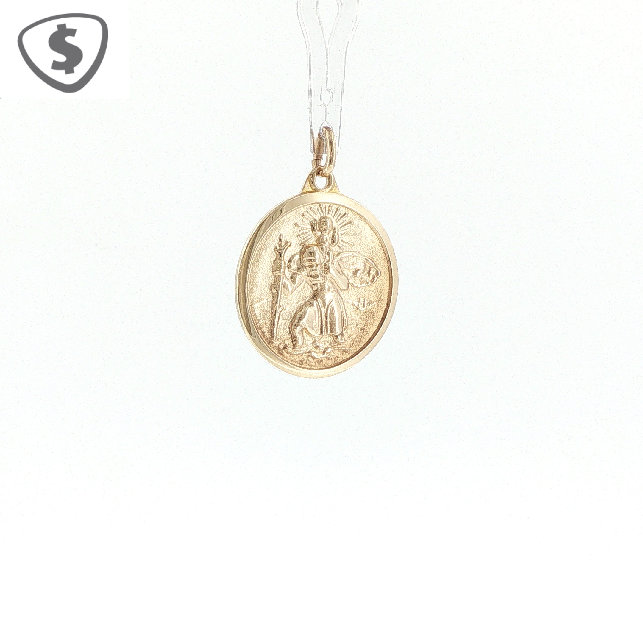 9ct Yellow Gold Embossed St Christopher Medal Pendant