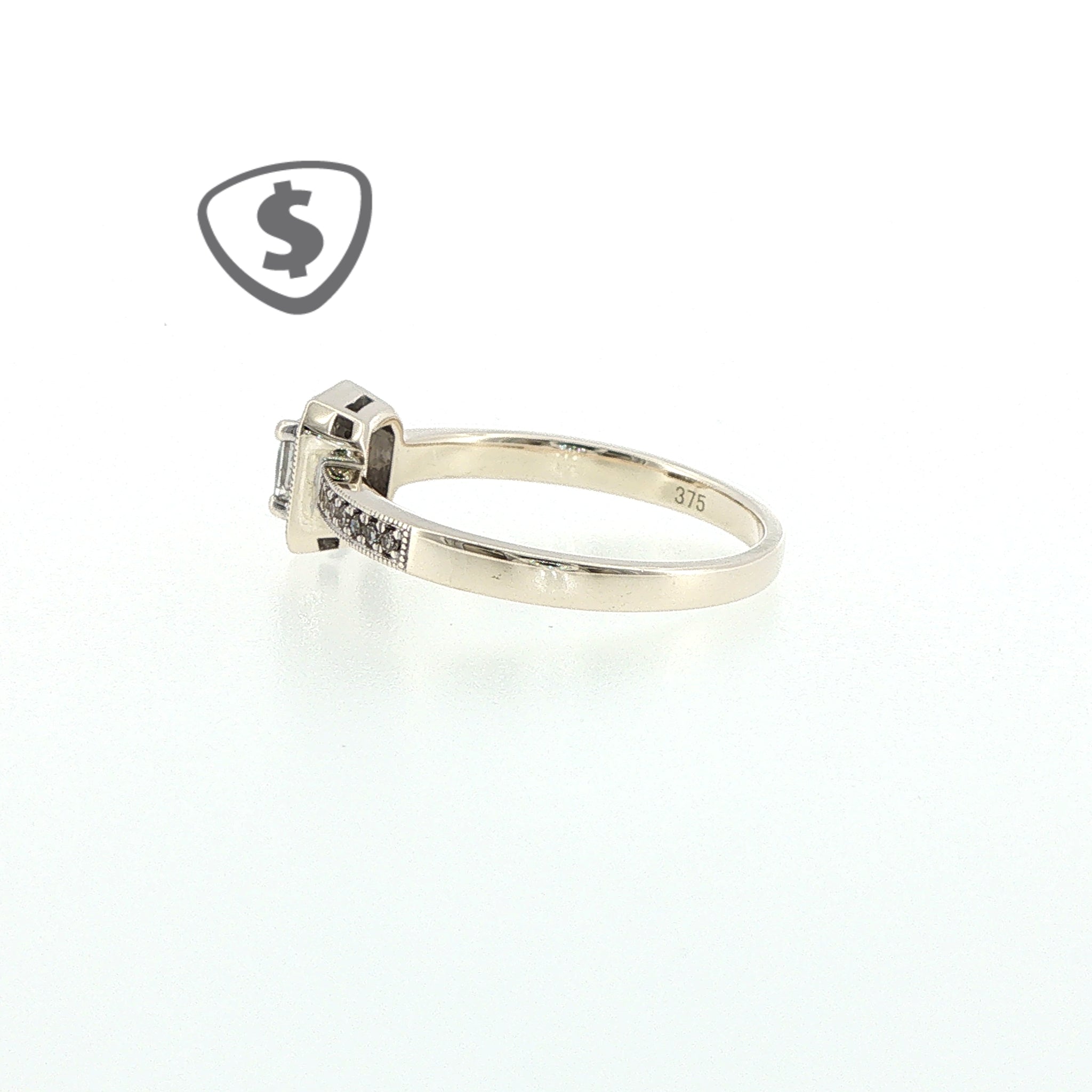 9ct White Gold Princess-Cut Diamond Halo Engagement Ring