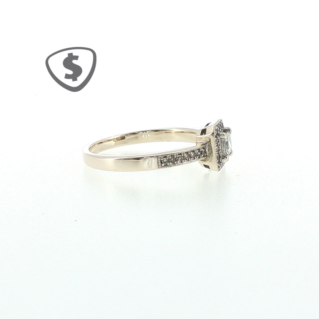 9ct White Gold Princess-Cut Diamond Halo Engagement Ring