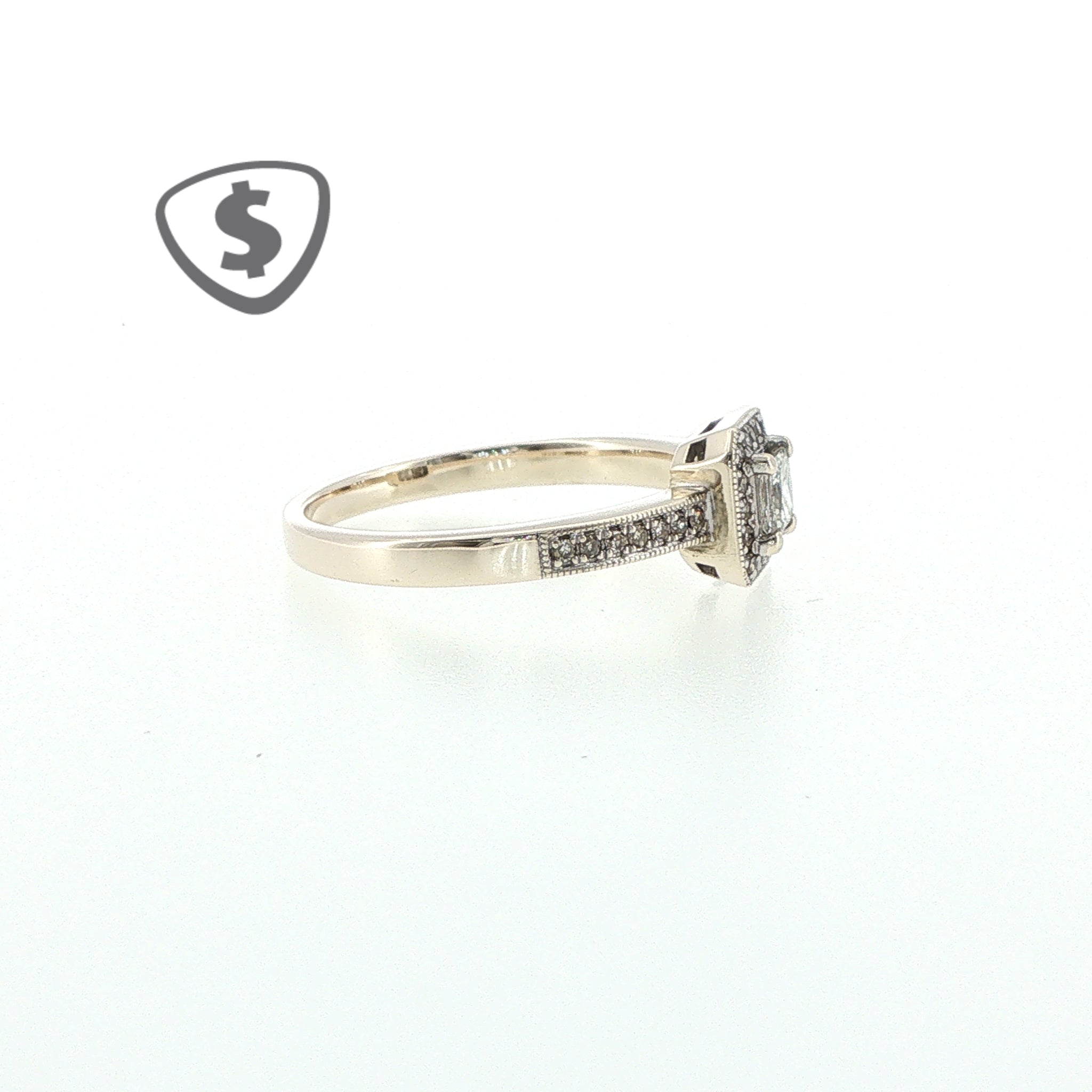 9ct White Gold Princess-Cut Diamond Halo Engagement Ring