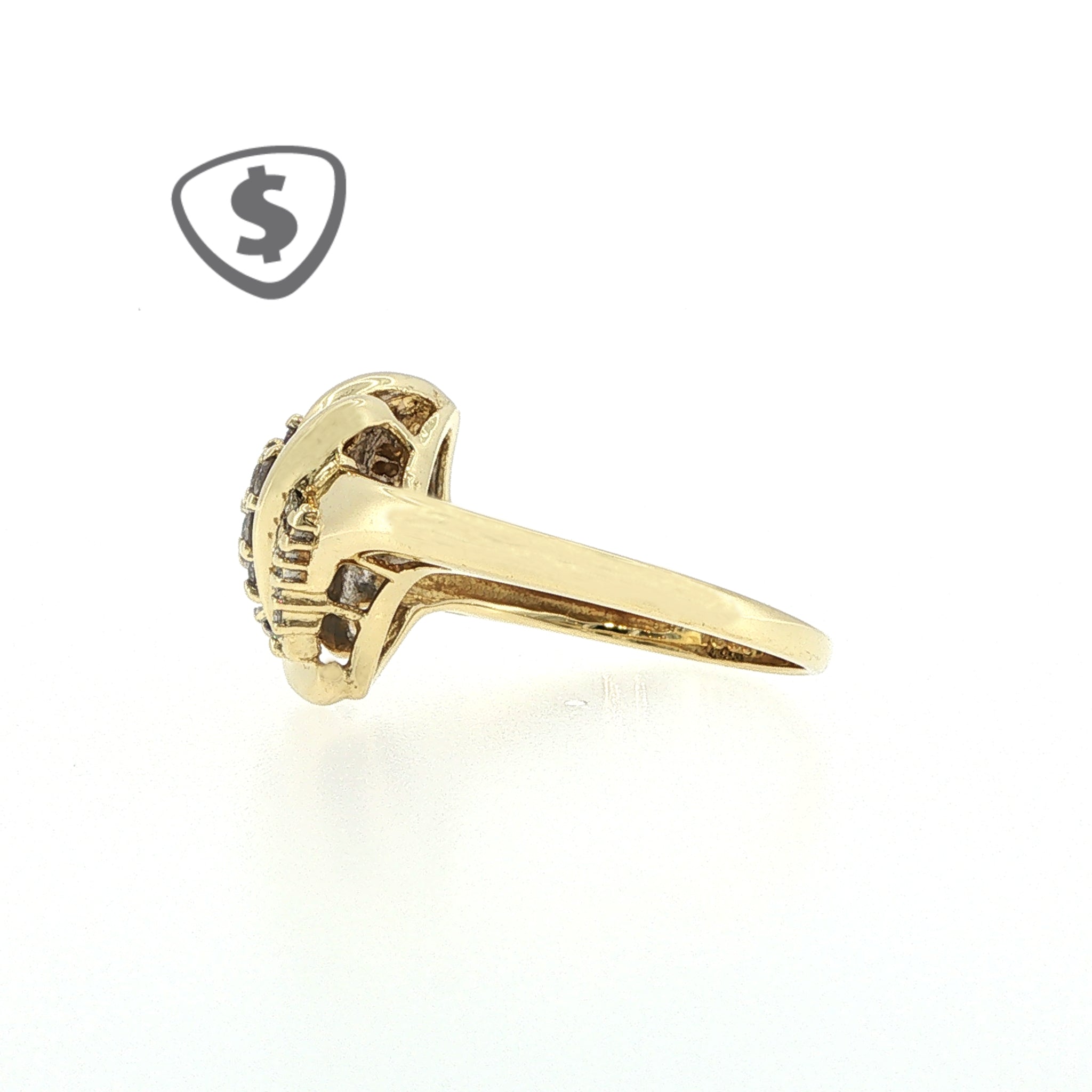 18ct Yellow Gold Diamond Cluster Bypass Cocktail Ring