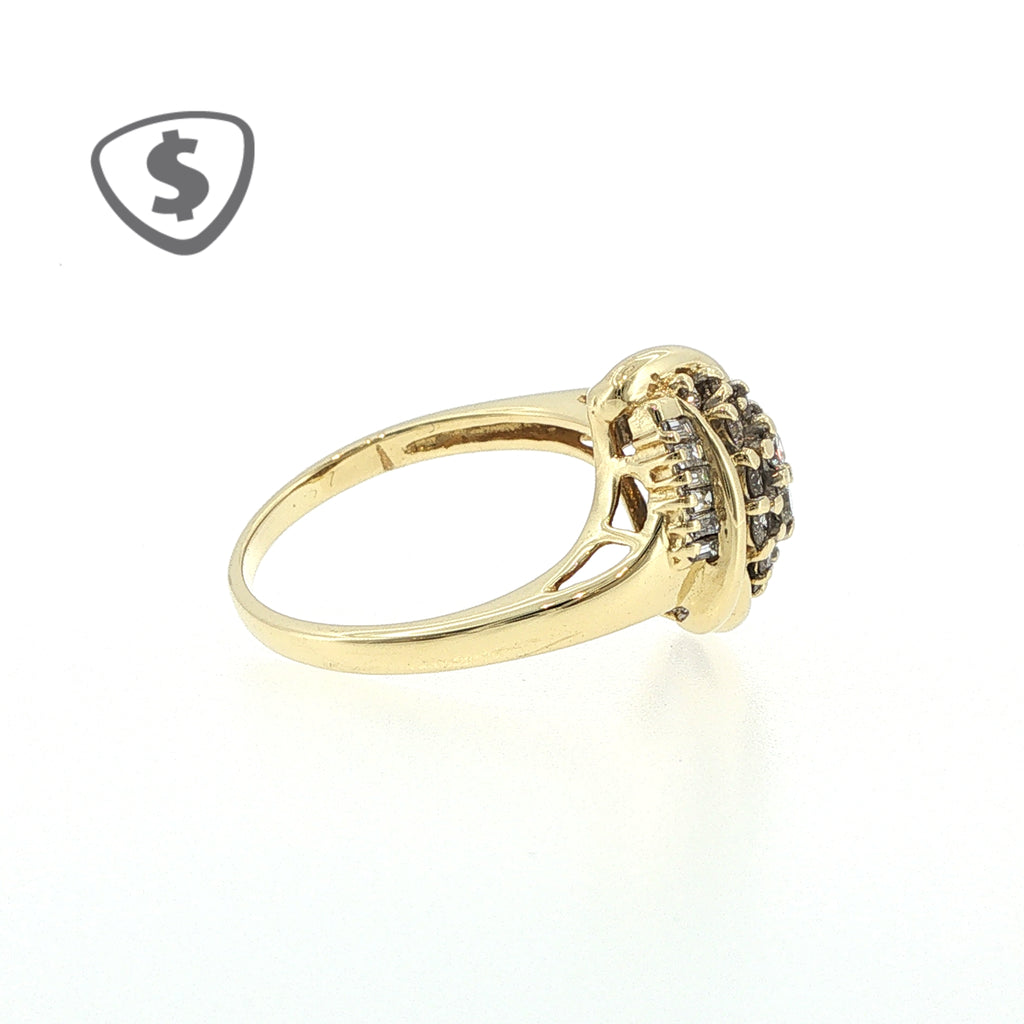 18ct Yellow Gold Diamond Cluster Bypass Cocktail Ring