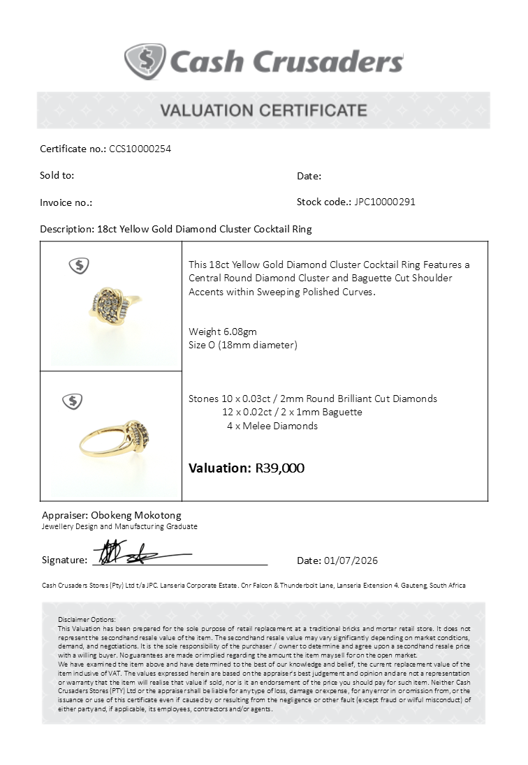 18ct Yellow Gold Diamond Cluster Bypass Cocktail Ring