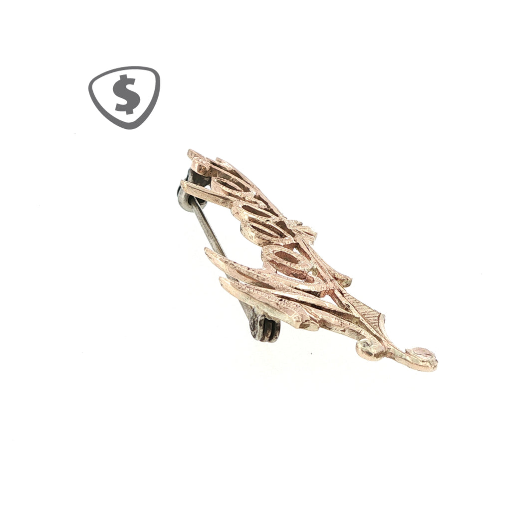 9ct Rose Gold Engraved 'Moeder' Script Brooch
