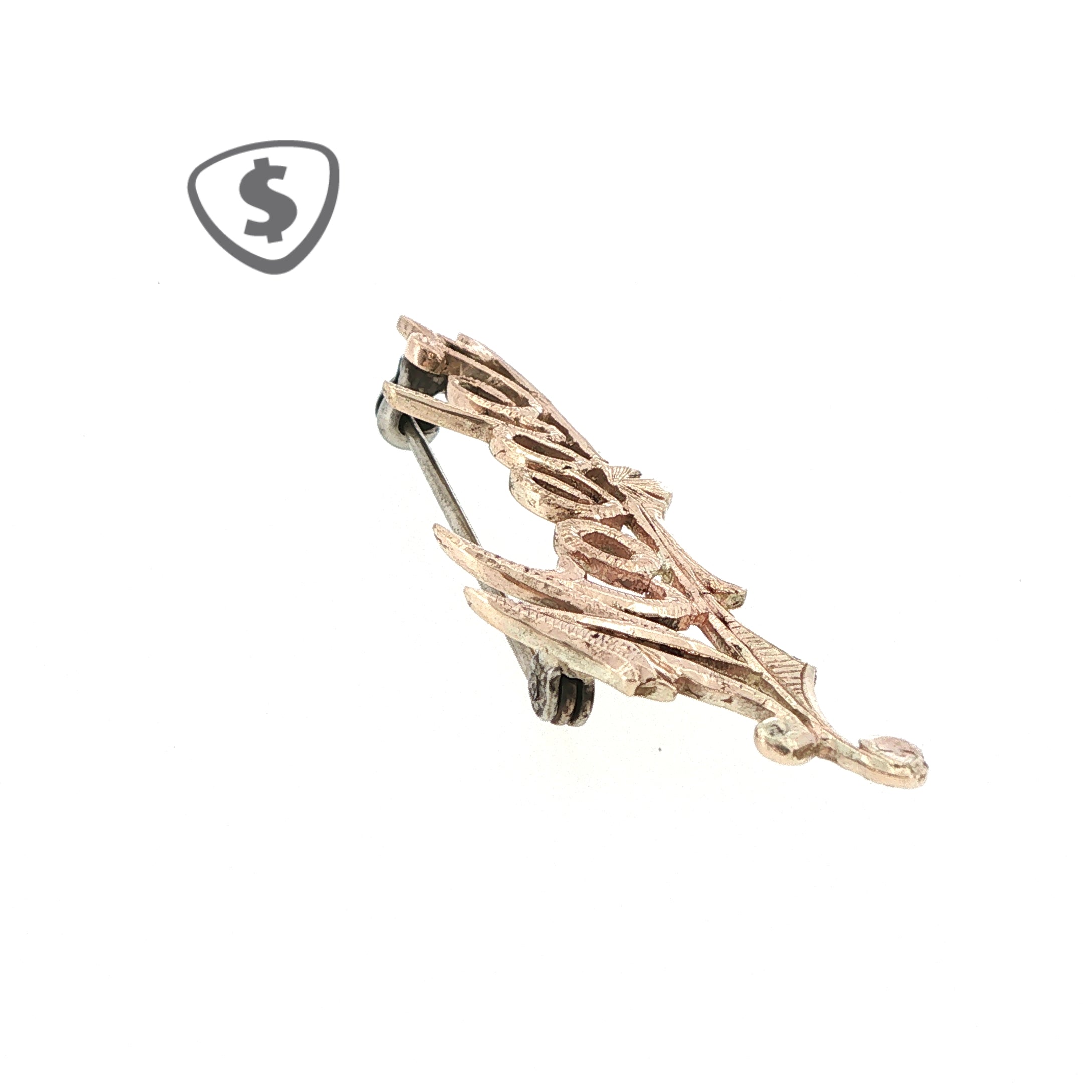 9ct Rose Gold Engraved 'Moeder' Script Brooch