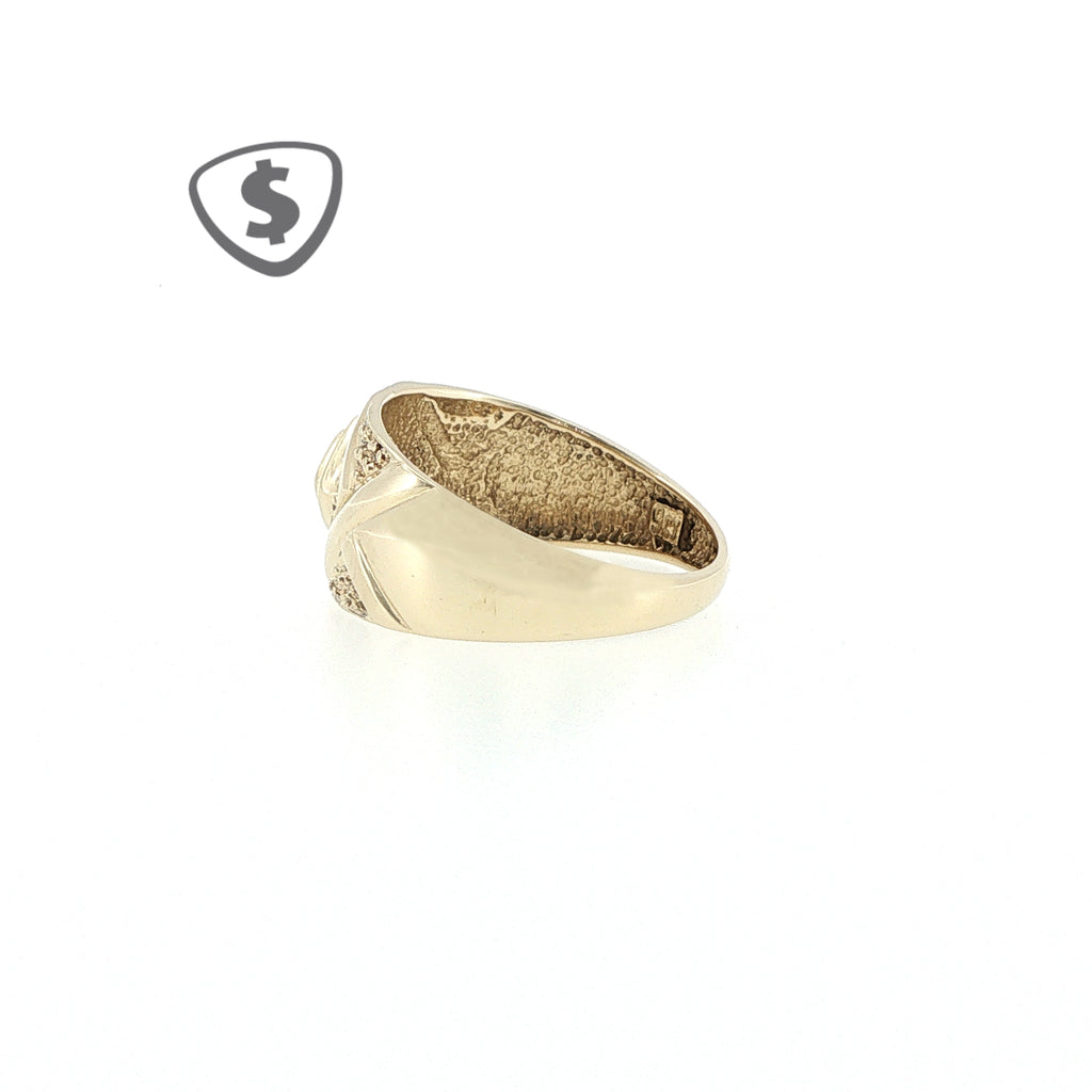 9ct Yellow Gold Textured Geometric Diamond Ring