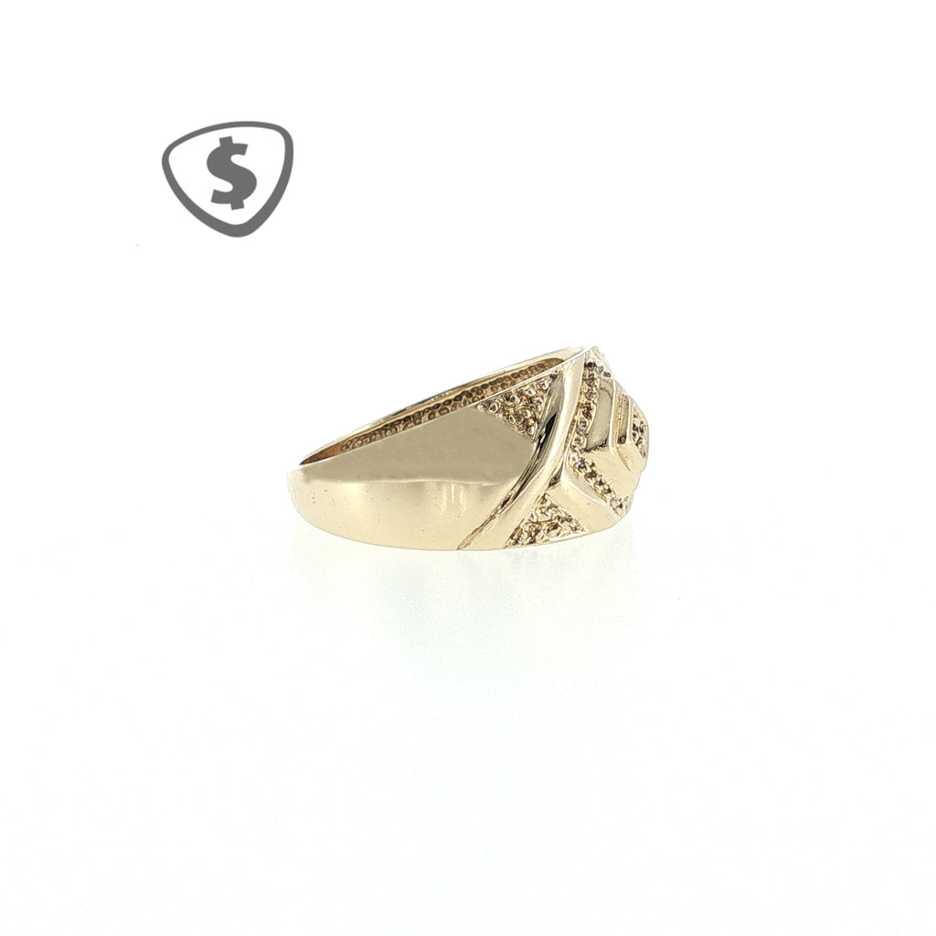 9ct Yellow Gold Textured Geometric Diamond Ring