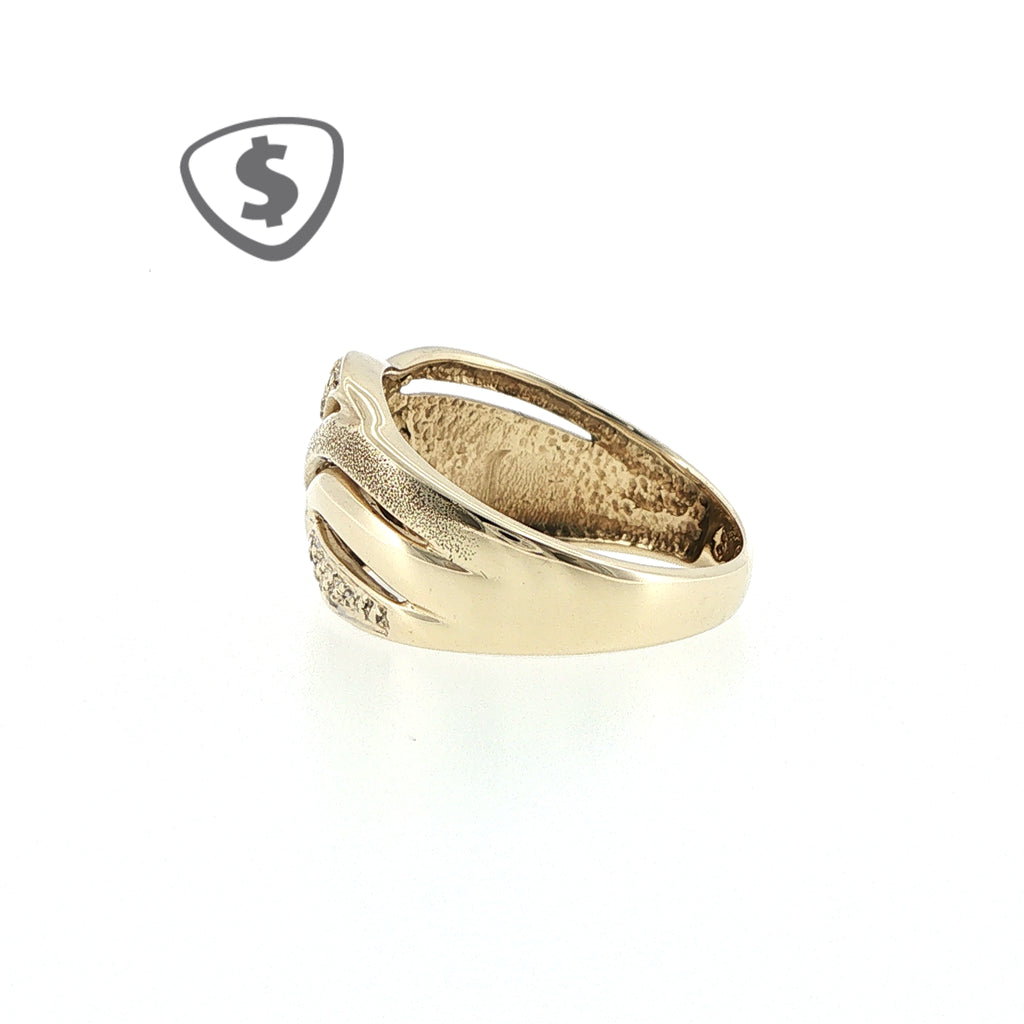 9ct Yellow Gold Textured Wave Cocktail Ring