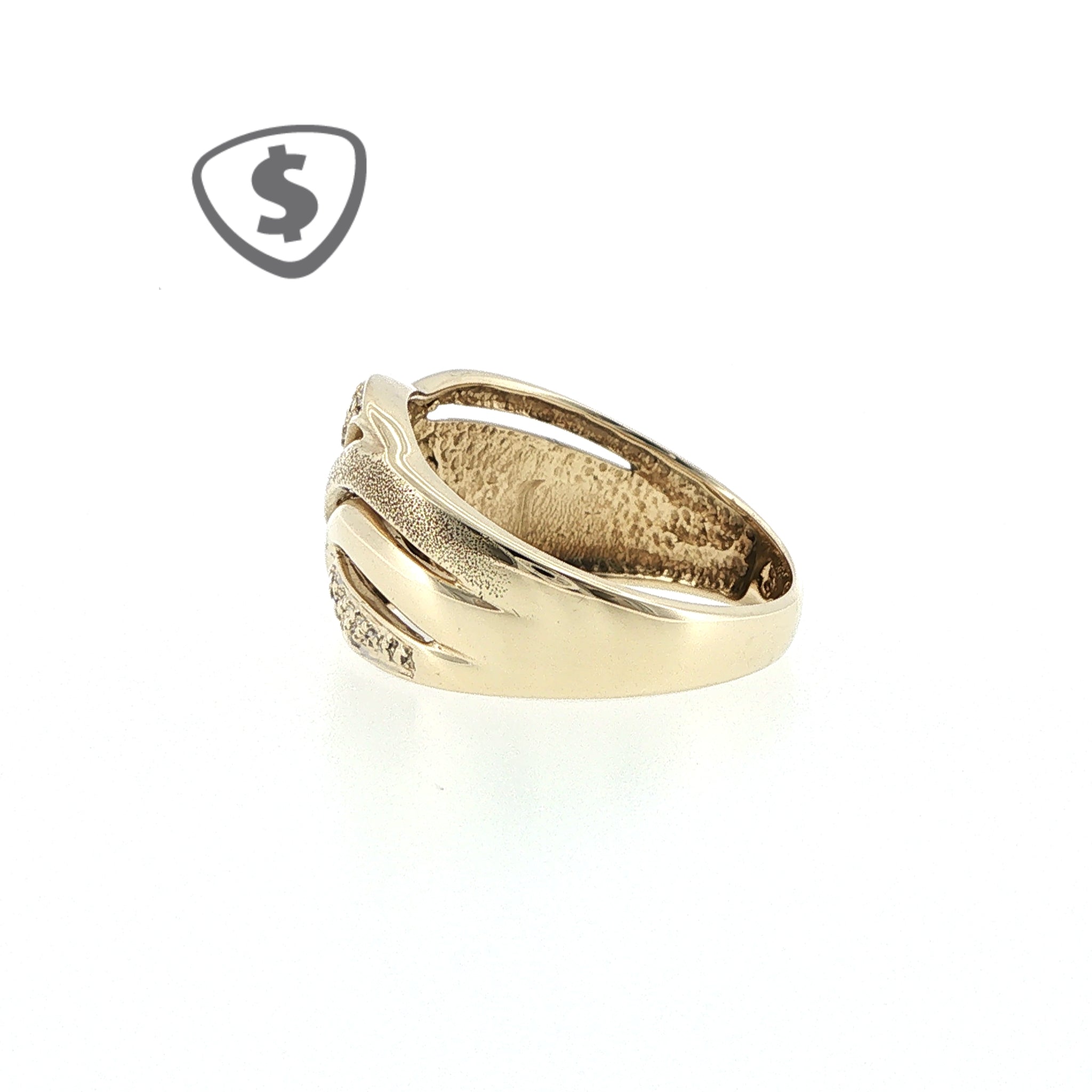 9ct Yellow Gold Textured Wave Cocktail Ring