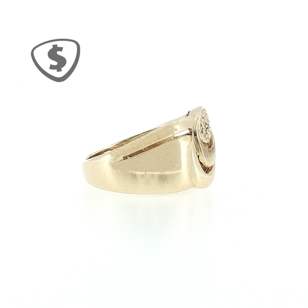 9ct Yellow Gold Textured Wave Cocktail Ring